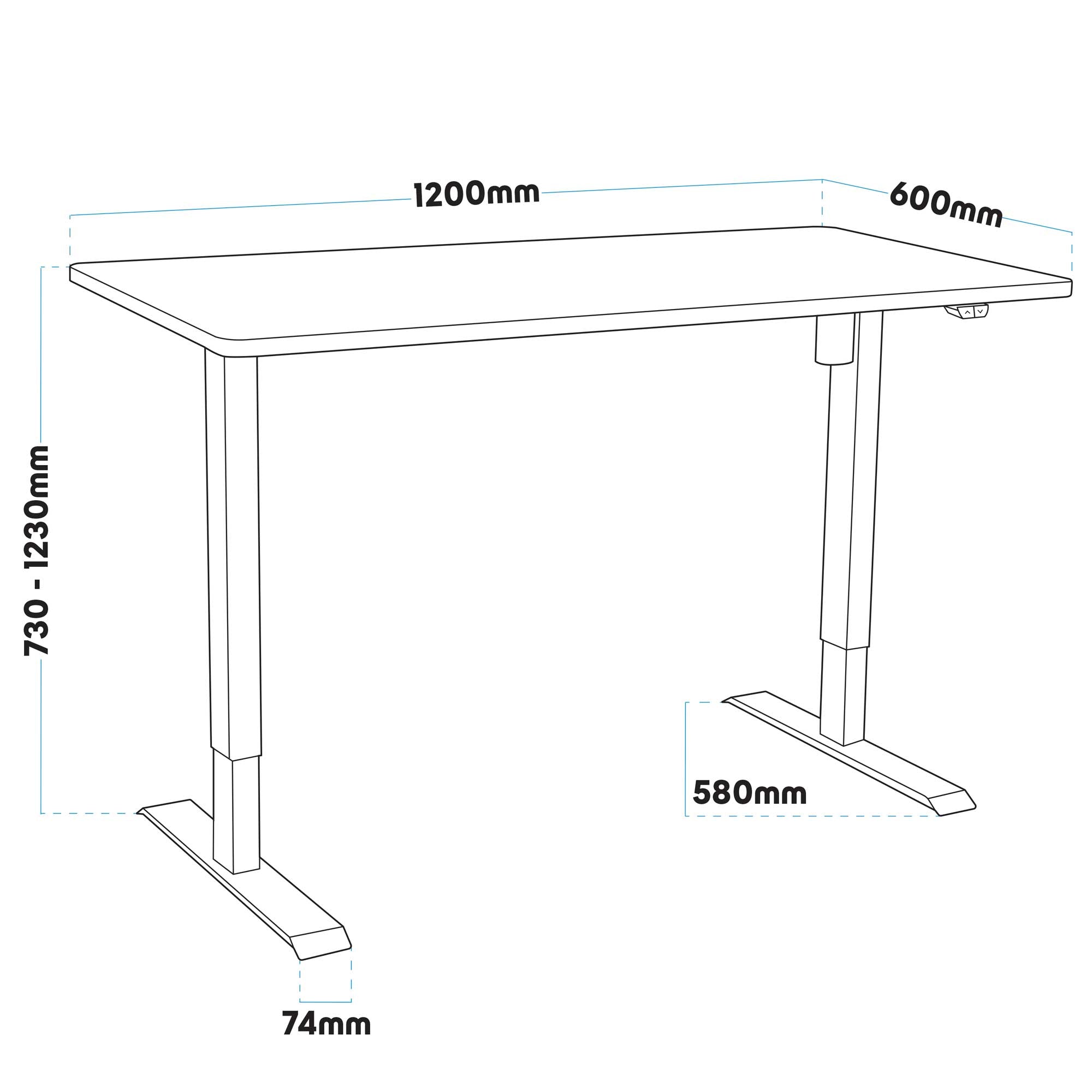 Electric Height Adjustable Sit Stand Desk - 47.2