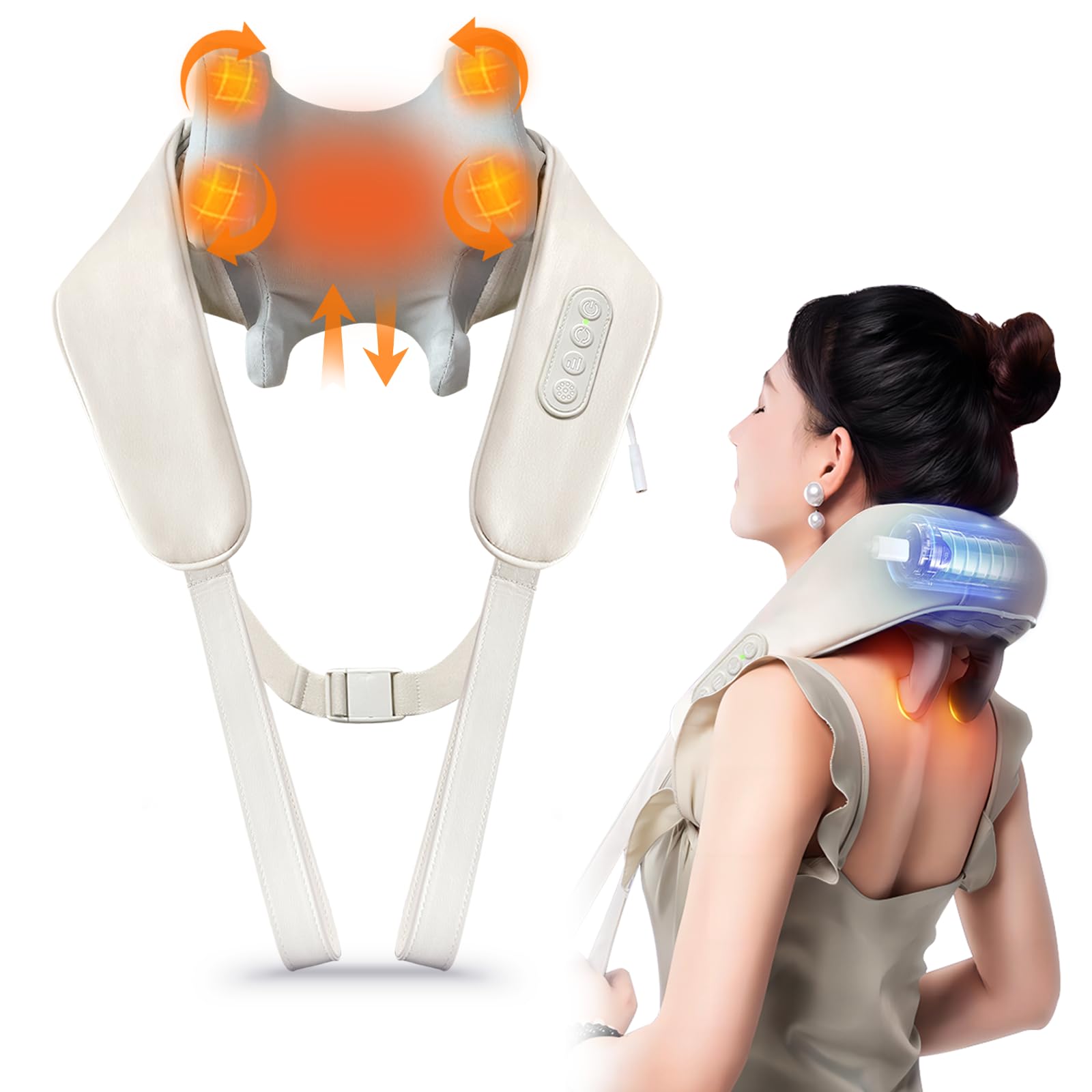 2024 Best Prime Day Deals - Shiatsu Neck & Shoulder Massager with Heat - Relaxing Birthday Gifts for Women - Perfect for Office, Travel & Home Use
