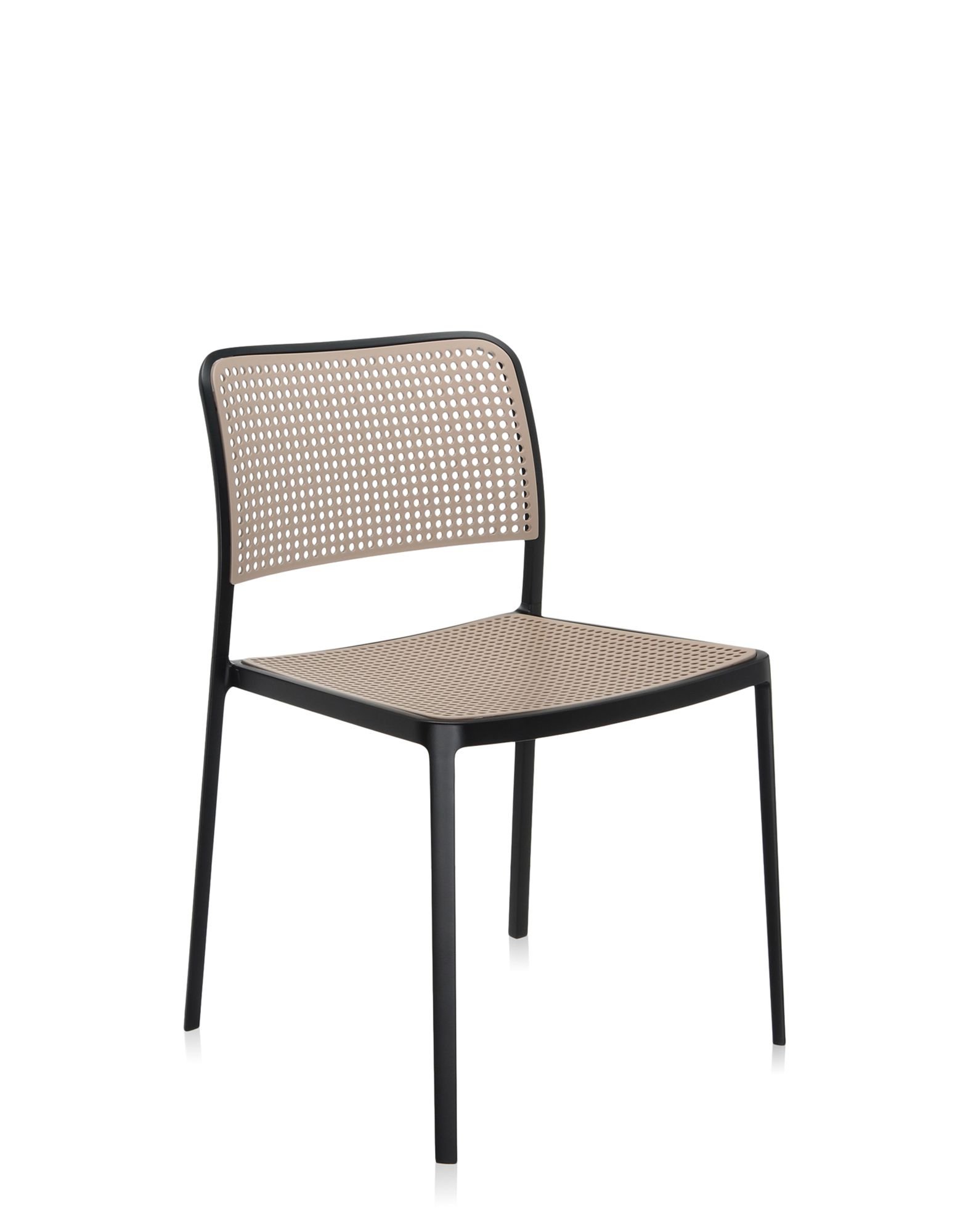 Kartell Audrey Chair by Piero Lissoni - Set of 2 - Powder-Coated Aluminum in Black/Sand - Modern Dining & Lounge Seating for Home & Office