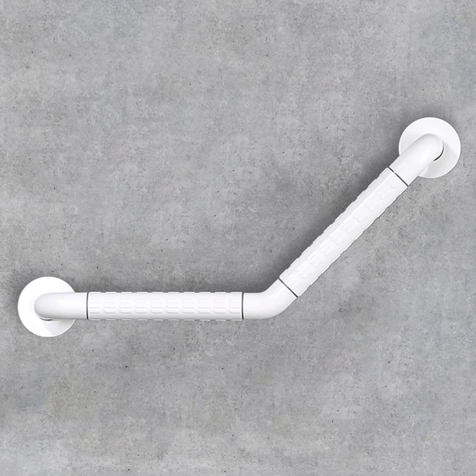 Stainless Steel Anti-Slip Bath Shower Grab Bar - Wall Mounted Safety Handle for Seniors & Elderly (27.6x27.6 Inch, White) | Bathroom Assist Support for Balance & Fall Prevention in Showers & Bathtubs
