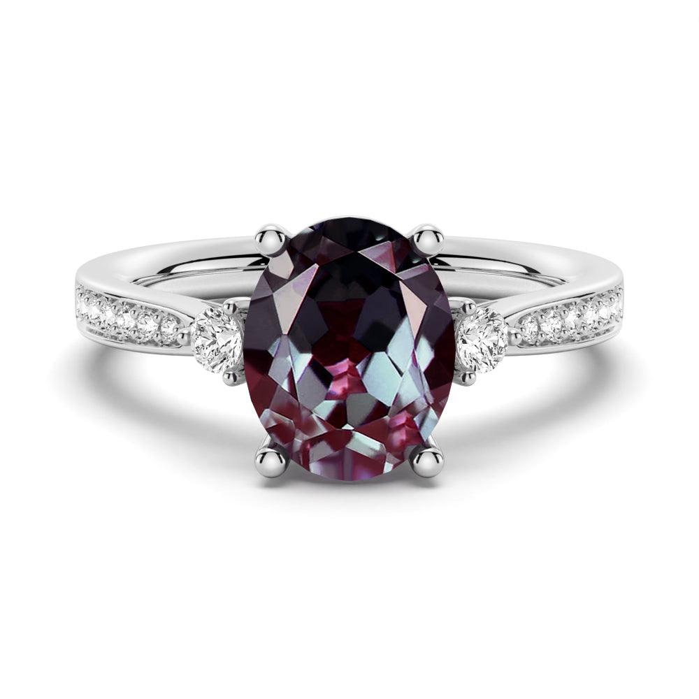 3 CT Oval Cut Alexandrite Engagement Ring with Moissanite Accents - Vintage Style Wedding Band for Women, Perfect for Proposals, Anniversaries & Special Occasions
