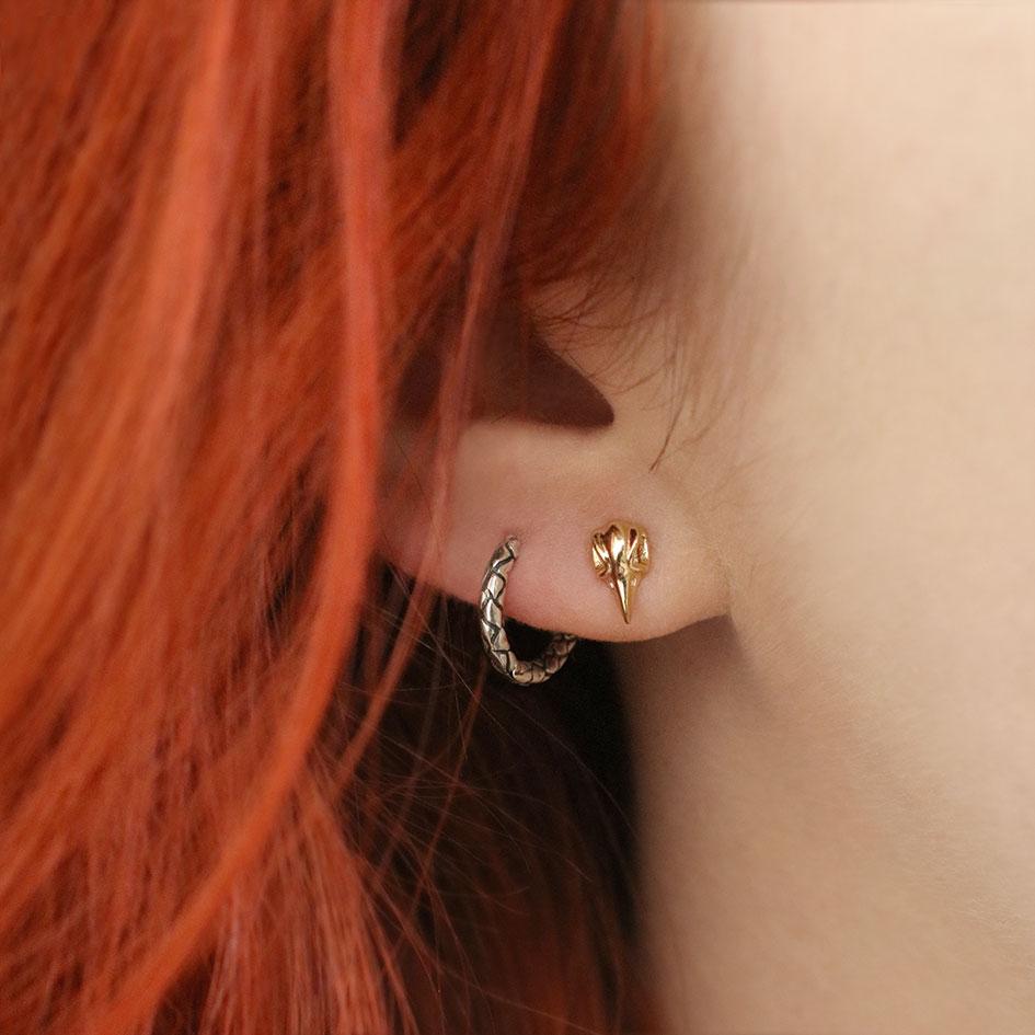 Gothic Raven Skull Earrings in Sterling Silver - Unique Dark Jewelry for Women, Perfect for Halloween Costume, Witchy Aesthetic & Alternative Fashion