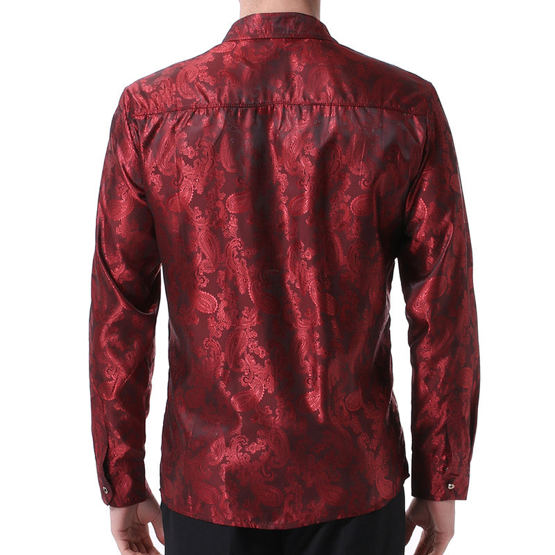 Slim Fit Embroidered Maroon Paisley Shirt for Men - Stylish Casual Button Down Shirt - Perfect for Office, Date Night & Special Occasions