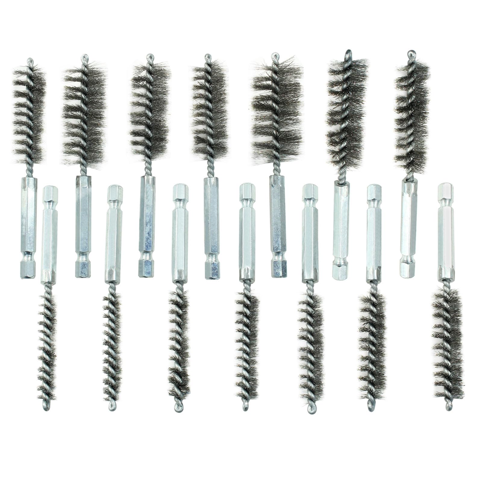 14-Piece Stainless Steel Drill Brush Set - Twisted Wire Metal Bristle Cleaning Brushes with 1/4