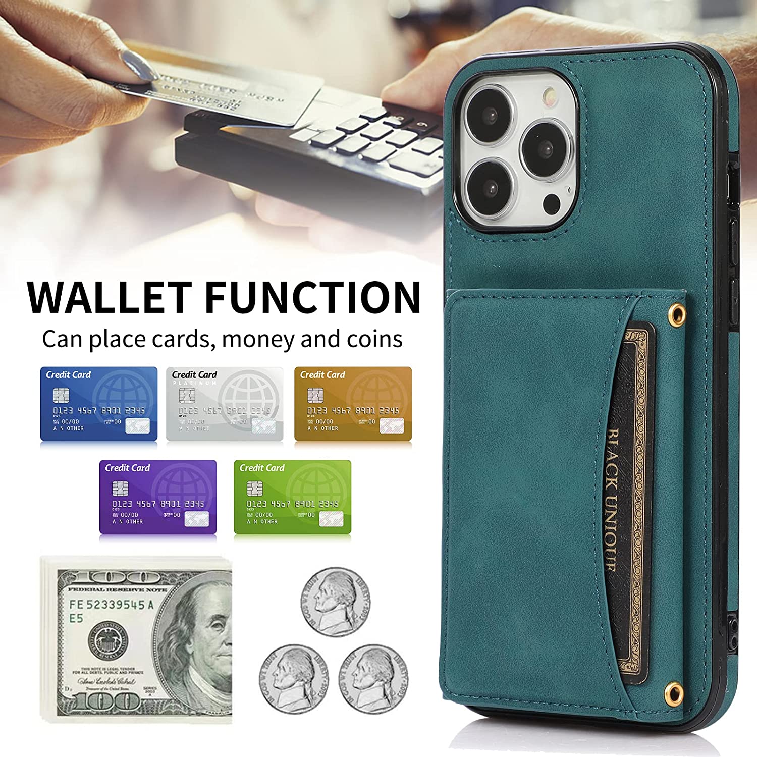 Premium Vintage PU Leather iPhone 14 Pro Max Wallet Case - Slim Protective Cover with Card Slots & Kickstand for Daily Use, Travel & Business (6.7 Inch)