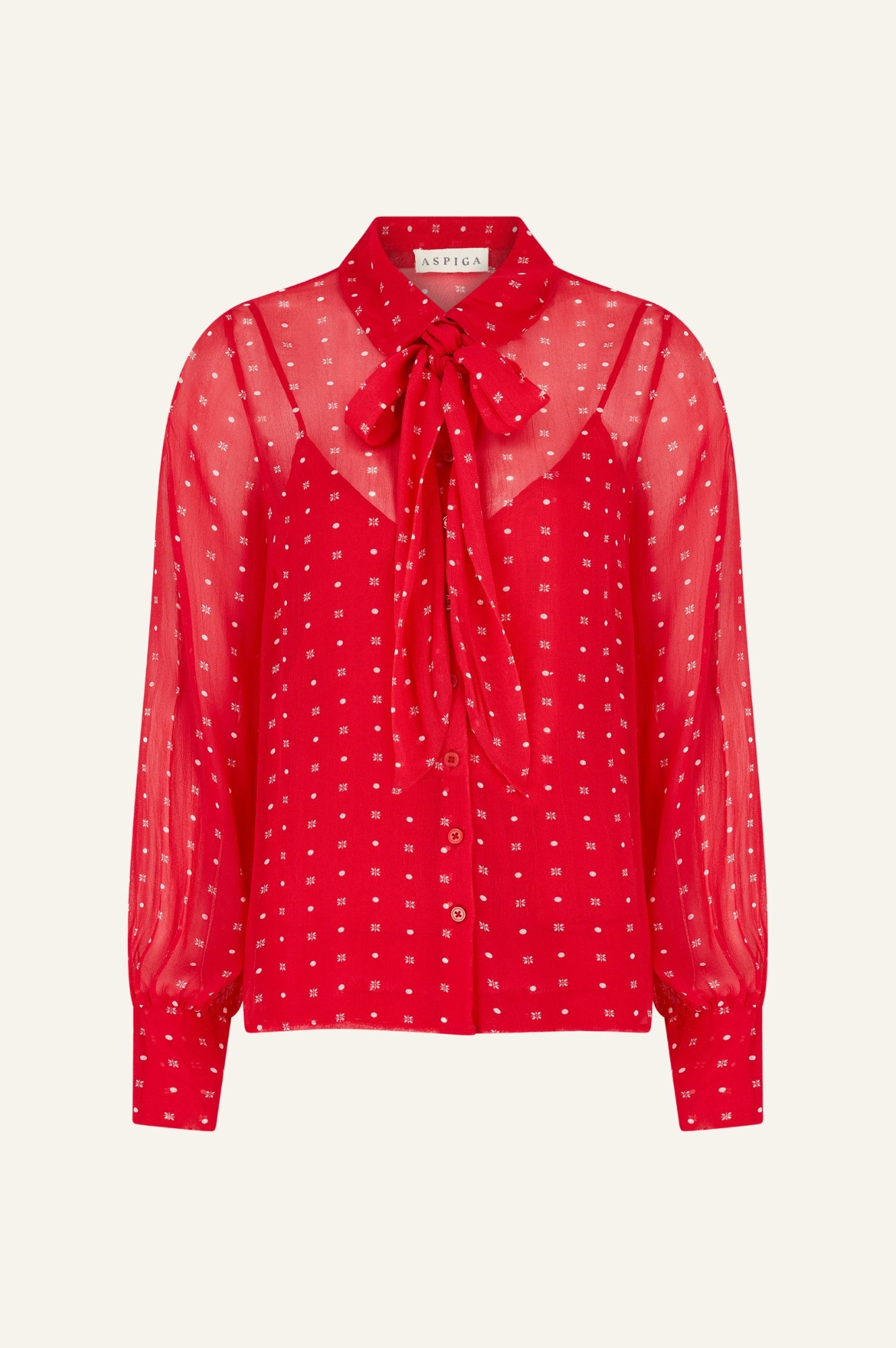Ffion Women's Polka Dot Blouse - Red & White Floral Print Top for Casual Wear & Office Outfits