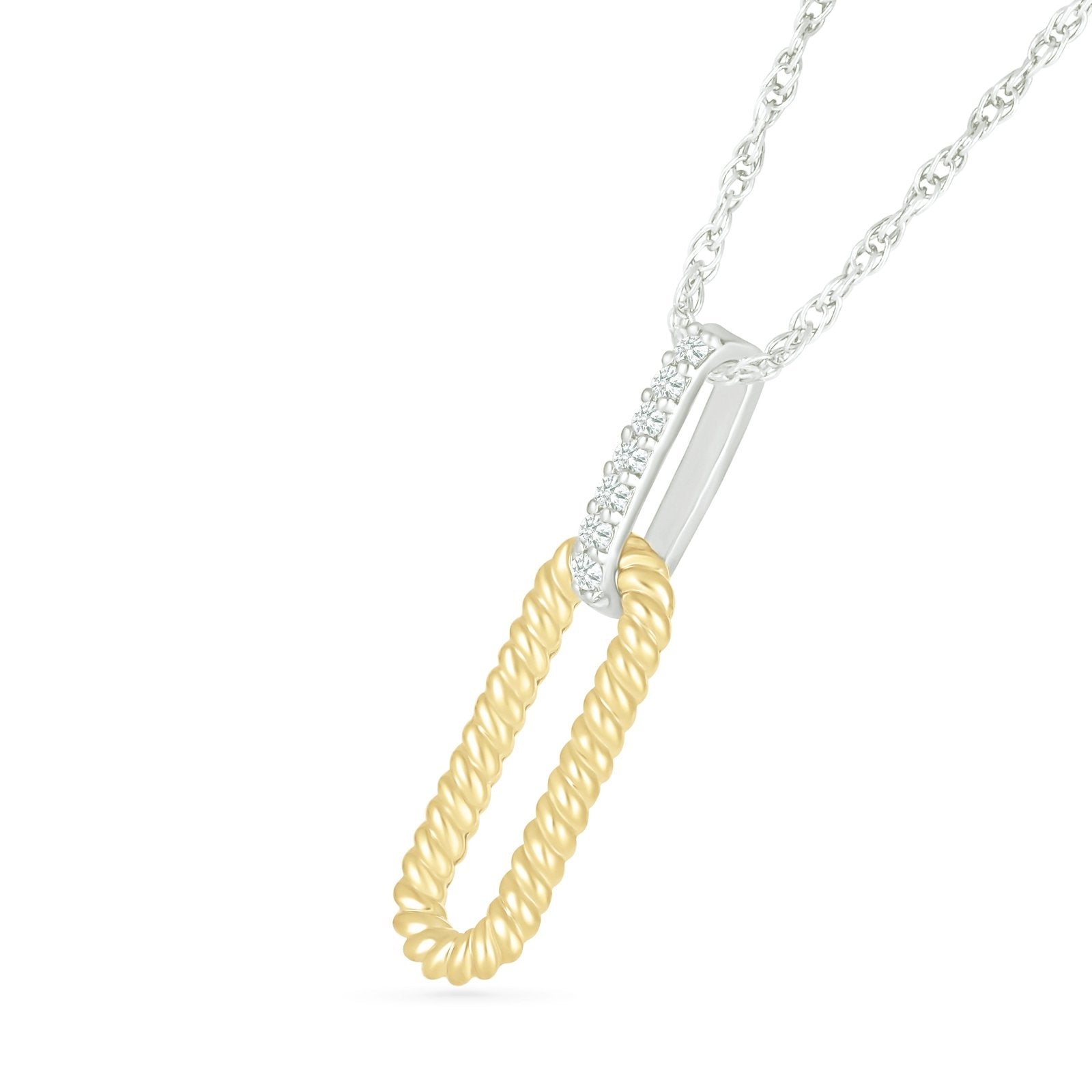 10K Yellow Gold Interlocking Braided Diamond Paperclip Necklace - Elegant Layering Piece for Everyday Wear & Special Occasions