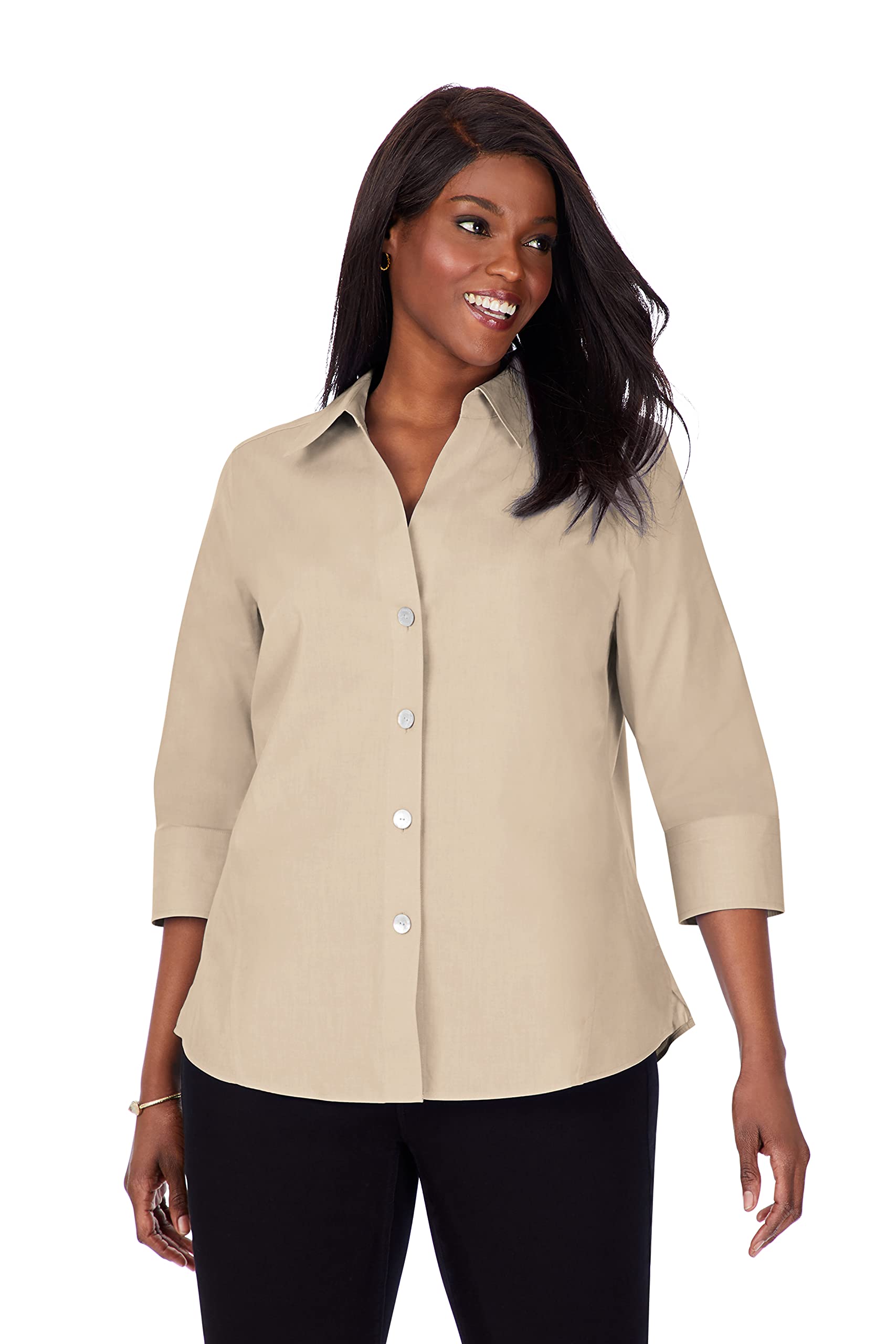 Foxcroft Women's Non-Iron Essential Paityn Shirt - Wrinkle-Free Comfort for Work, Travel & Everyday Wear