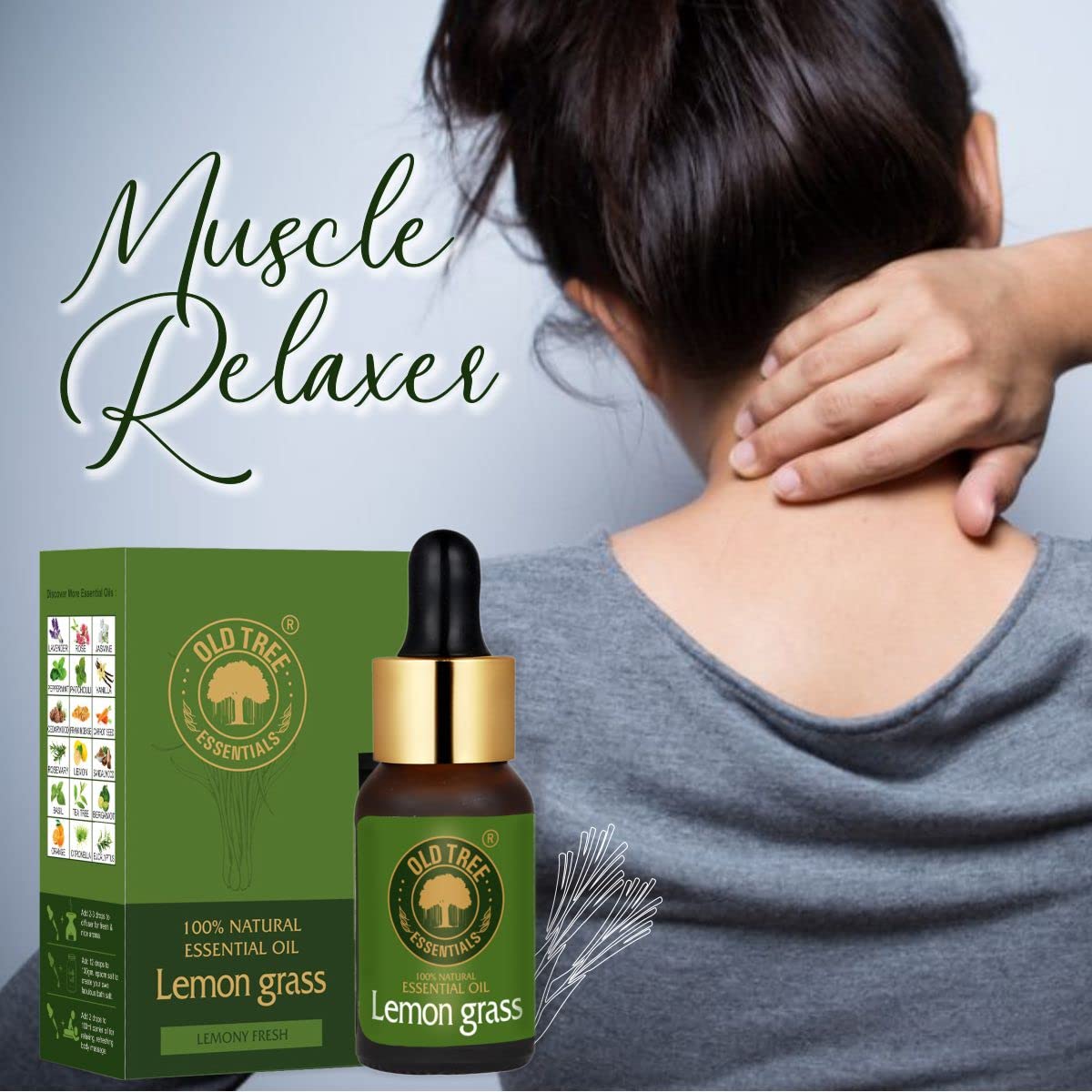 Pure Natural Old Tree Lemongrass Essential Oil 15ml - Undiluted for Skin Care, Hair Growth, Aromatherapy & Insect Repellent - Therapeutic Grade with Glass Dropper - Perfect for Diffusers, Massage & DIY Beauty Products