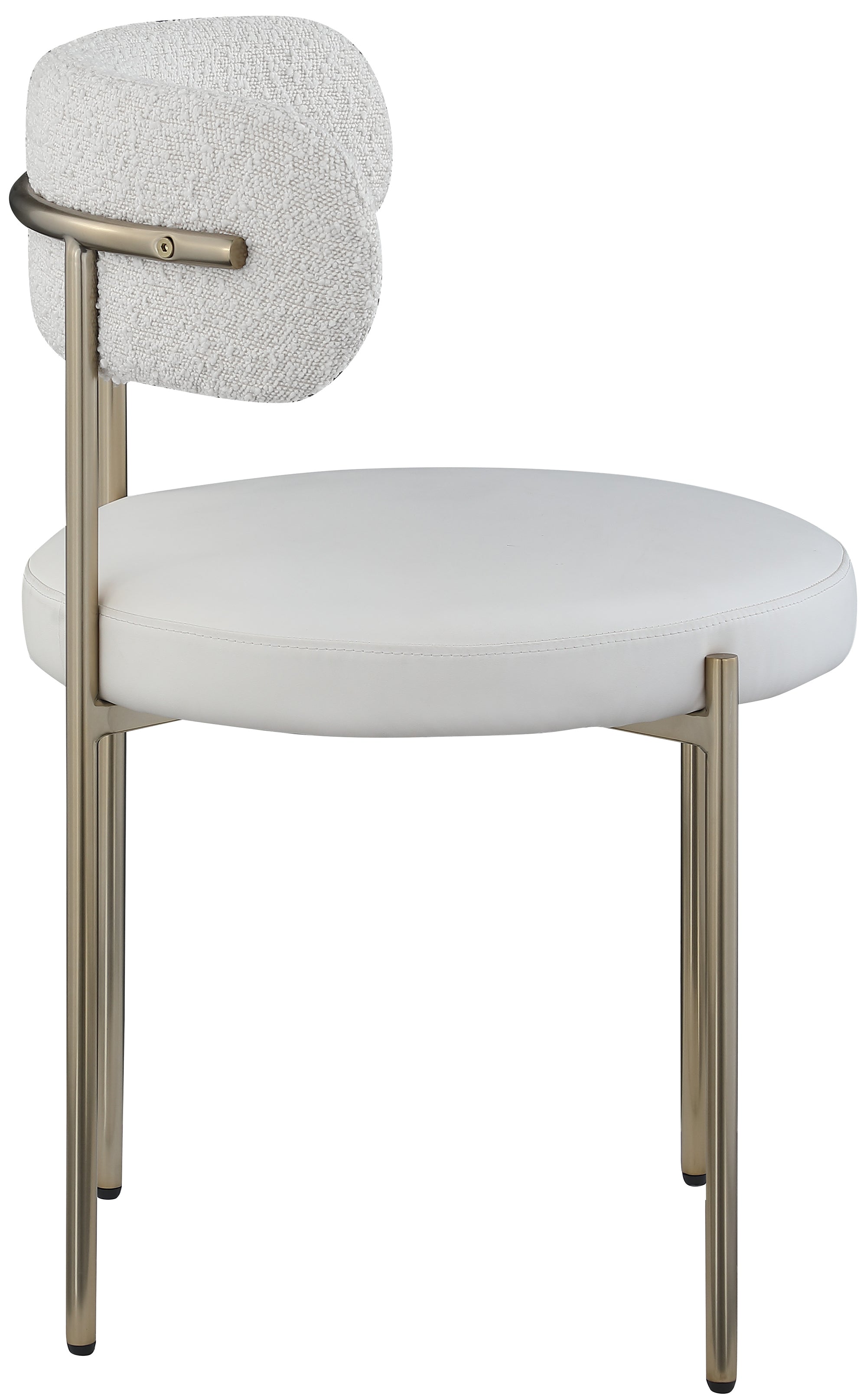 Vegan Leather & Boucle Fabric Dining Chair - Modern Comfortable Kitchen & Dining Room Seating for Home & Office Use