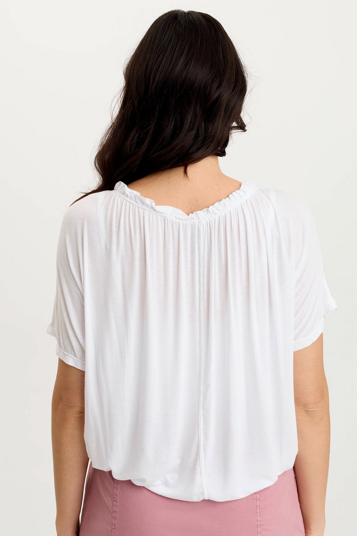 Deitra Jersey Shirred Tee - Soft Stretchy Women's T-Shirt for Casual Wear & Everyday Outfits | Perfect for Layering, Lounging & Weekend Errands