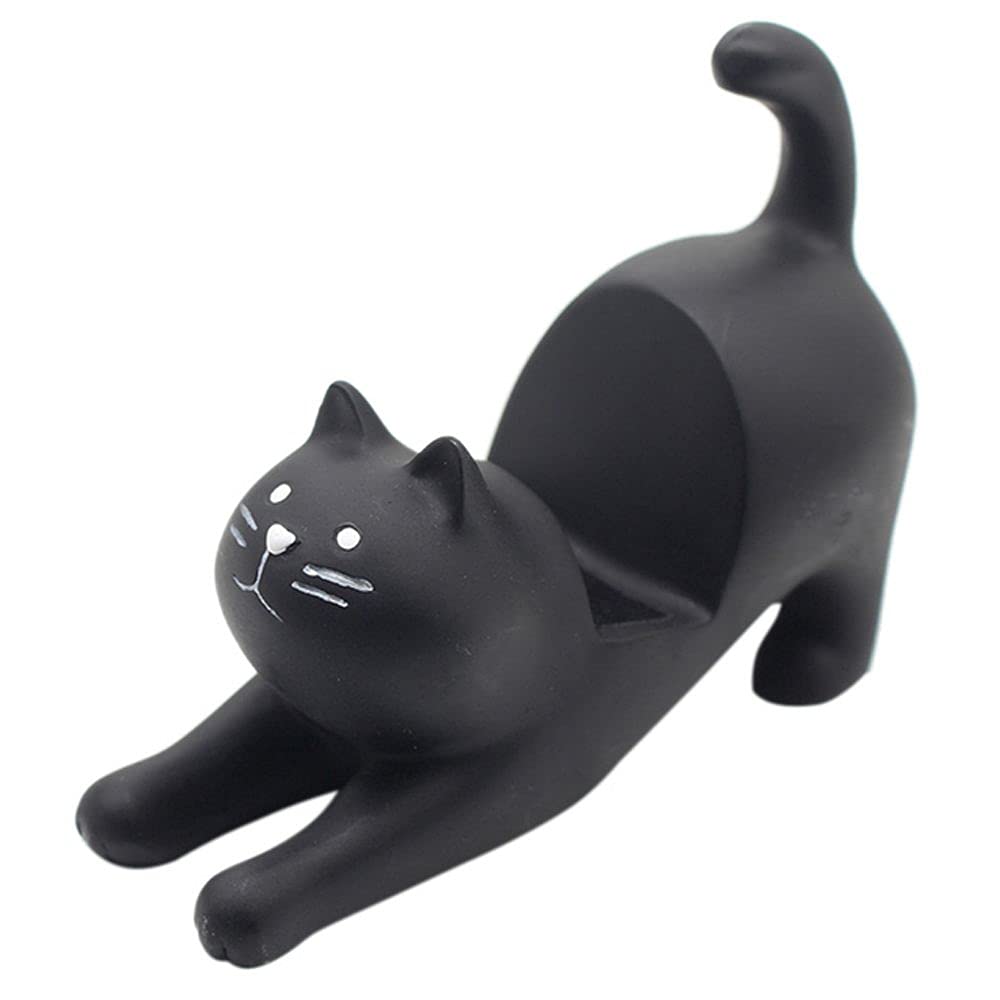 Leadigol Mini Cat Shape Resin Phone Stand - 3D Cartoon Animal Desk Accessory for iPhone & Android | Portable Desktop Organizer & Cute Home Decor | Perfect for Office, Bedroom, and Gift Giving