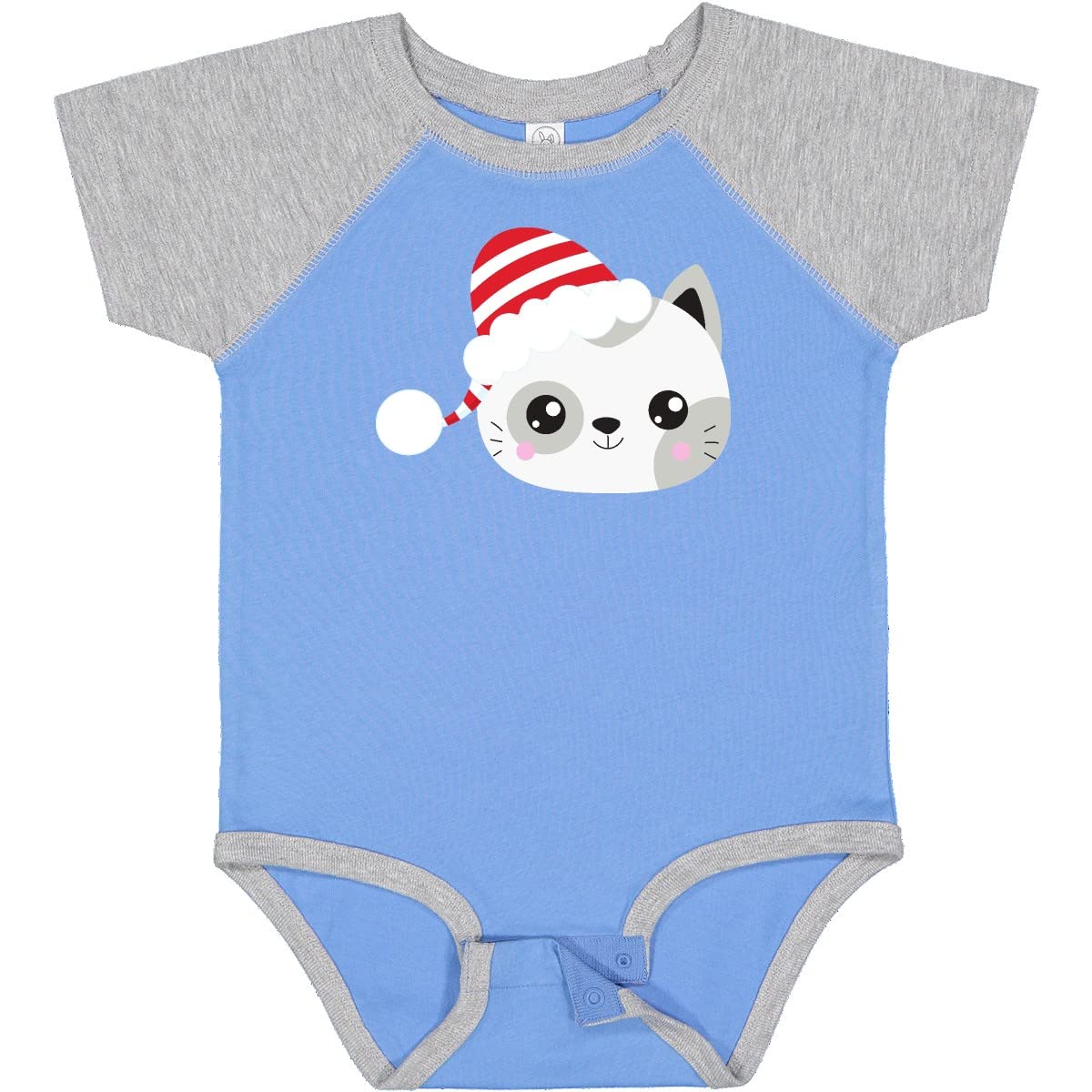 Inktastic Christmas Cat Baby Bodysuit - Cute Santa Hat Cat Onesie for Holiday Photos & Family Gatherings