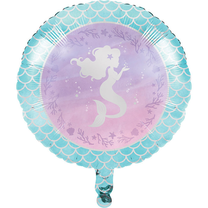 10 Pack Bulk Iridescent Mermaid Themed Mylar Balloons for Birthday Party Decorations, Baby Showers & Pool Party Supplies