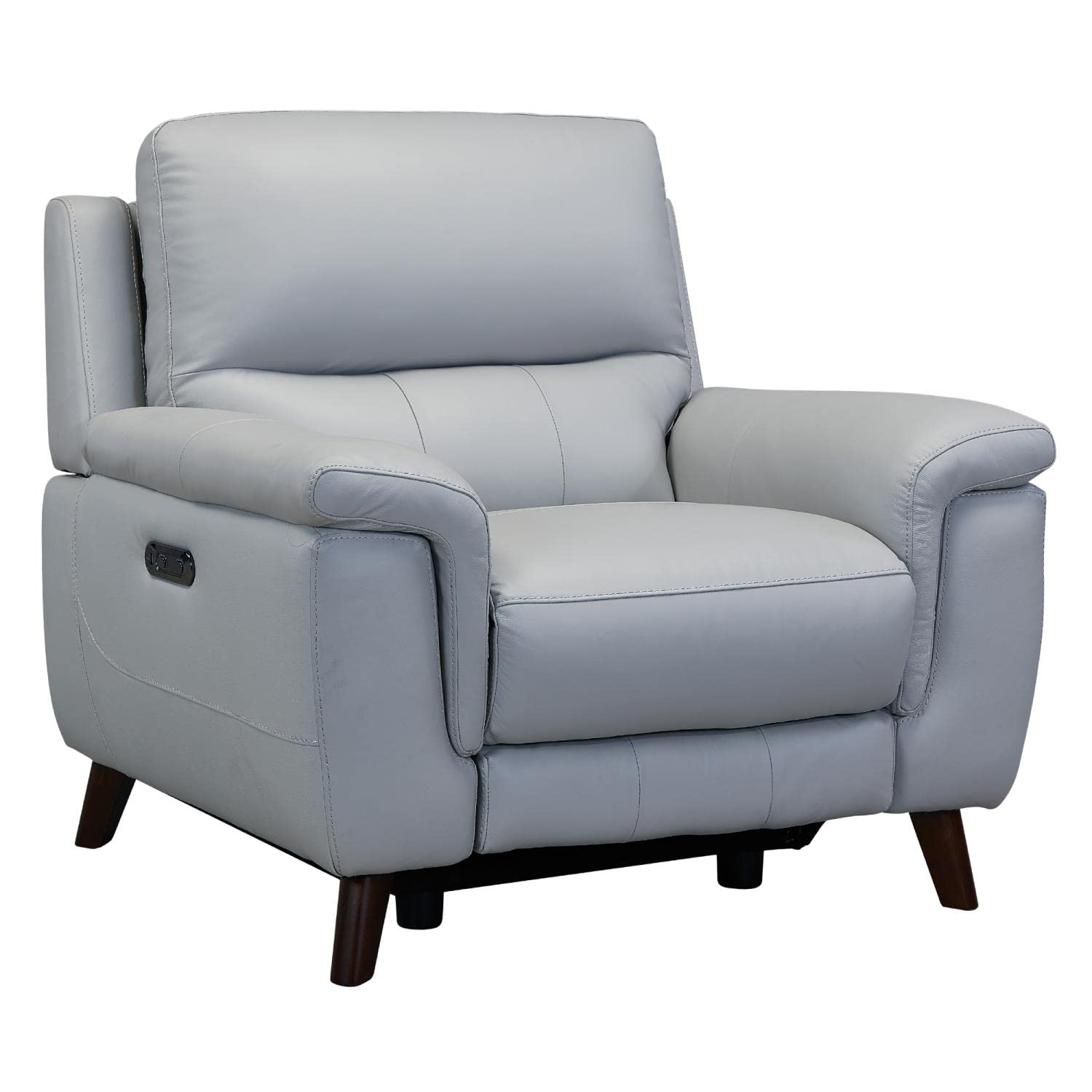 Armen Living Lizette Modern Top Grain Leather Power Recliner Accent Chair - Grey | Contemporary Living Room Furniture for Home Theater & Relaxation