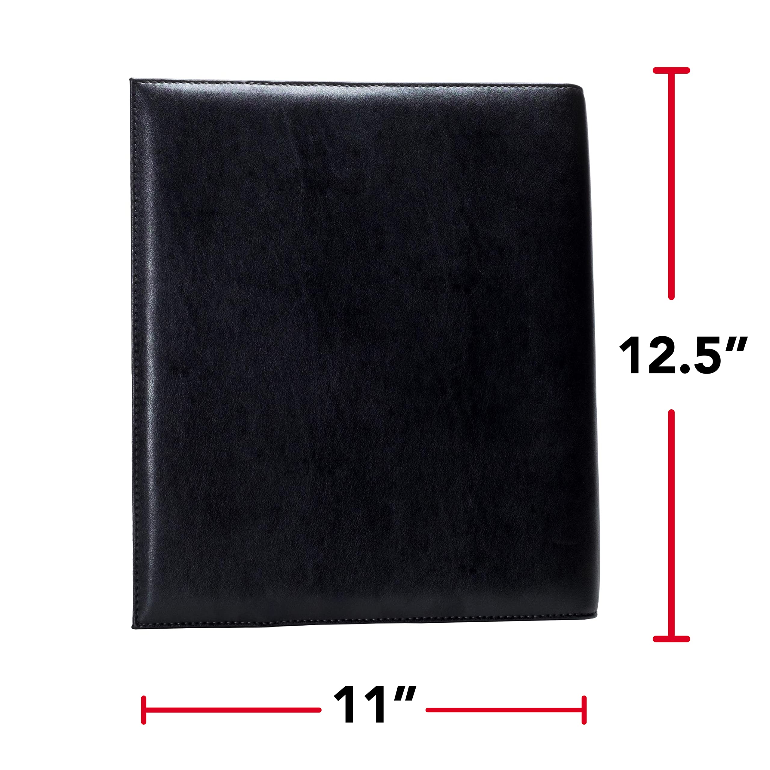 Case-it Pro Padfolio Portfolio Binder - 1 Inch D-Ring Binder with 5-Tab Expanding File Folder & Multiple Pockets - Black (LL-PRO-243) - Perfect for Business Meetings, Presentations & Organization