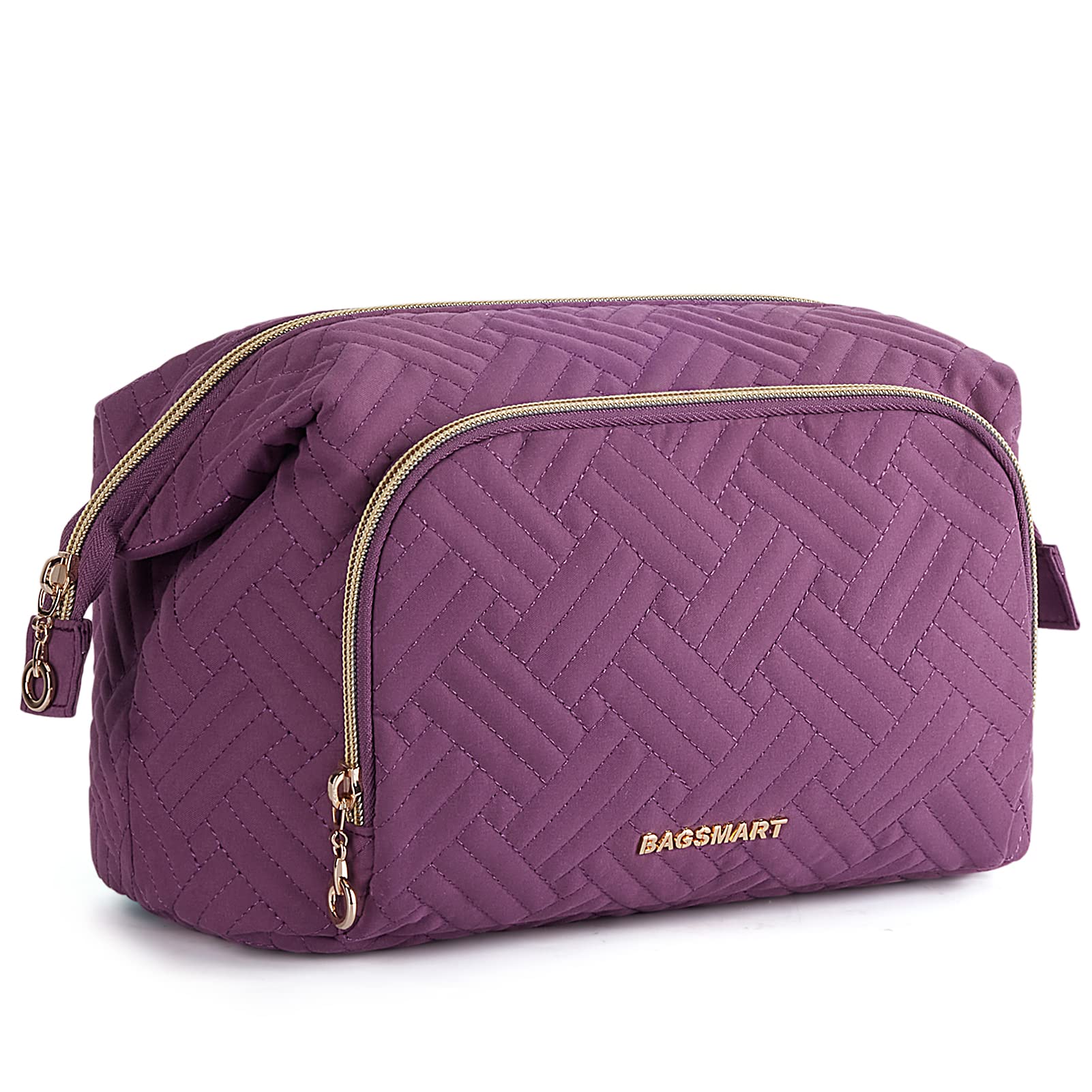 BAGSMART Large Travel Makeup Bag for Women - Waterproof Cosmetic Organizer Case with Wide Opening, Perfect for Toiletries, Brushes & Accessories | Ideal for Travel, Gym & Daily Use