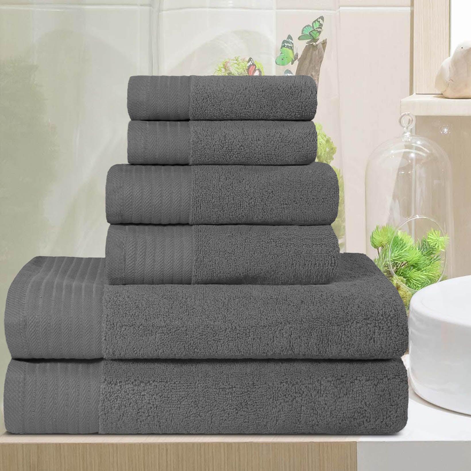 Premium 6-Piece Turkish Cotton Herringbone Bath Towel Set - Ultra Soft & Absorbent - Luxury Bath, Spa & Guest Towels for Home & Hotel Use