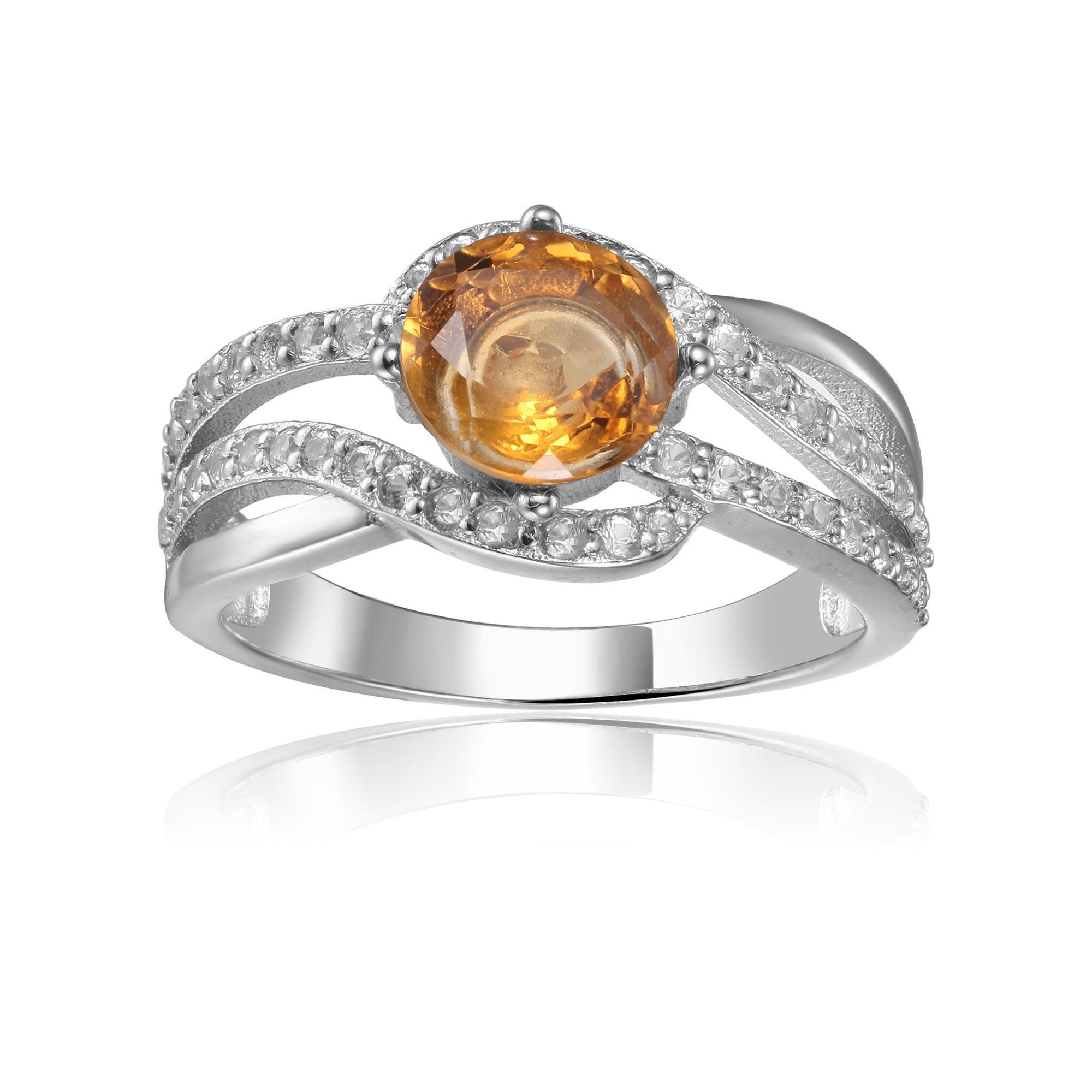 Elegant Citrine Fashion Ring for Women - 925 Sterling Silver Gemstone Jewelry - Perfect for Parties, Weddings & Everyday Wear