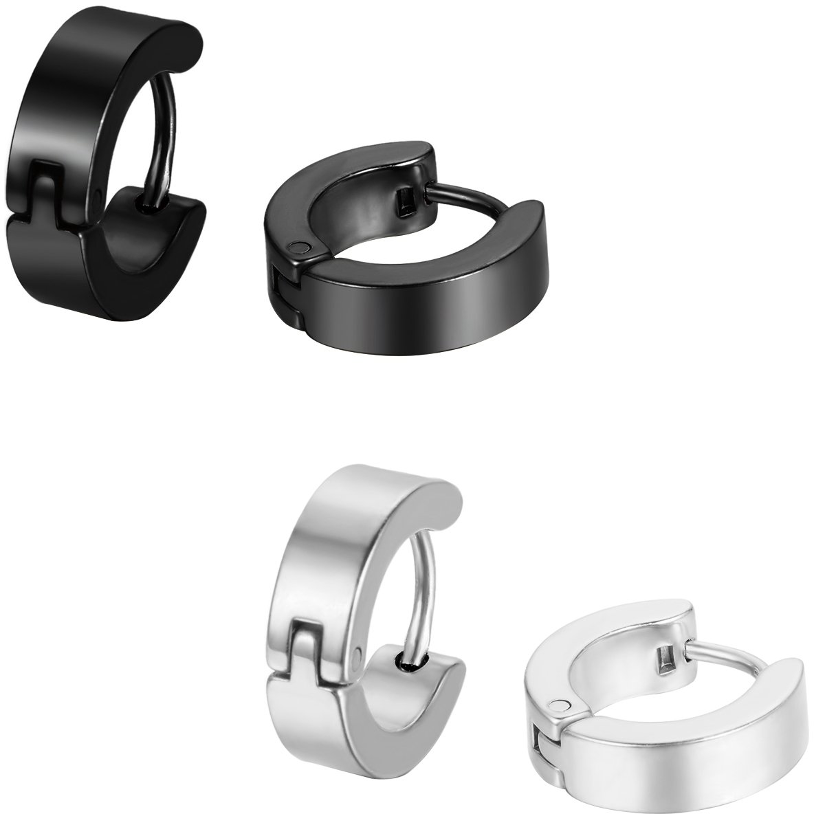 Aroncent 4mm Small Hoop Huggie Earrings for Men - Stainless Steel Hinged Hoop Earrings Set - Perfect for Daily Wear, Gifts & Special Occasions