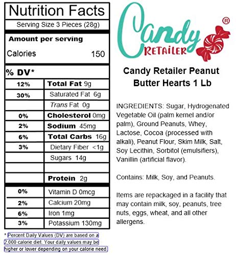 Premium Peanut Butter Hearts Candy - 1 Lb Bulk Pack | Perfect for Valentine's Day Gifts, Party Favors & Sweet Treats