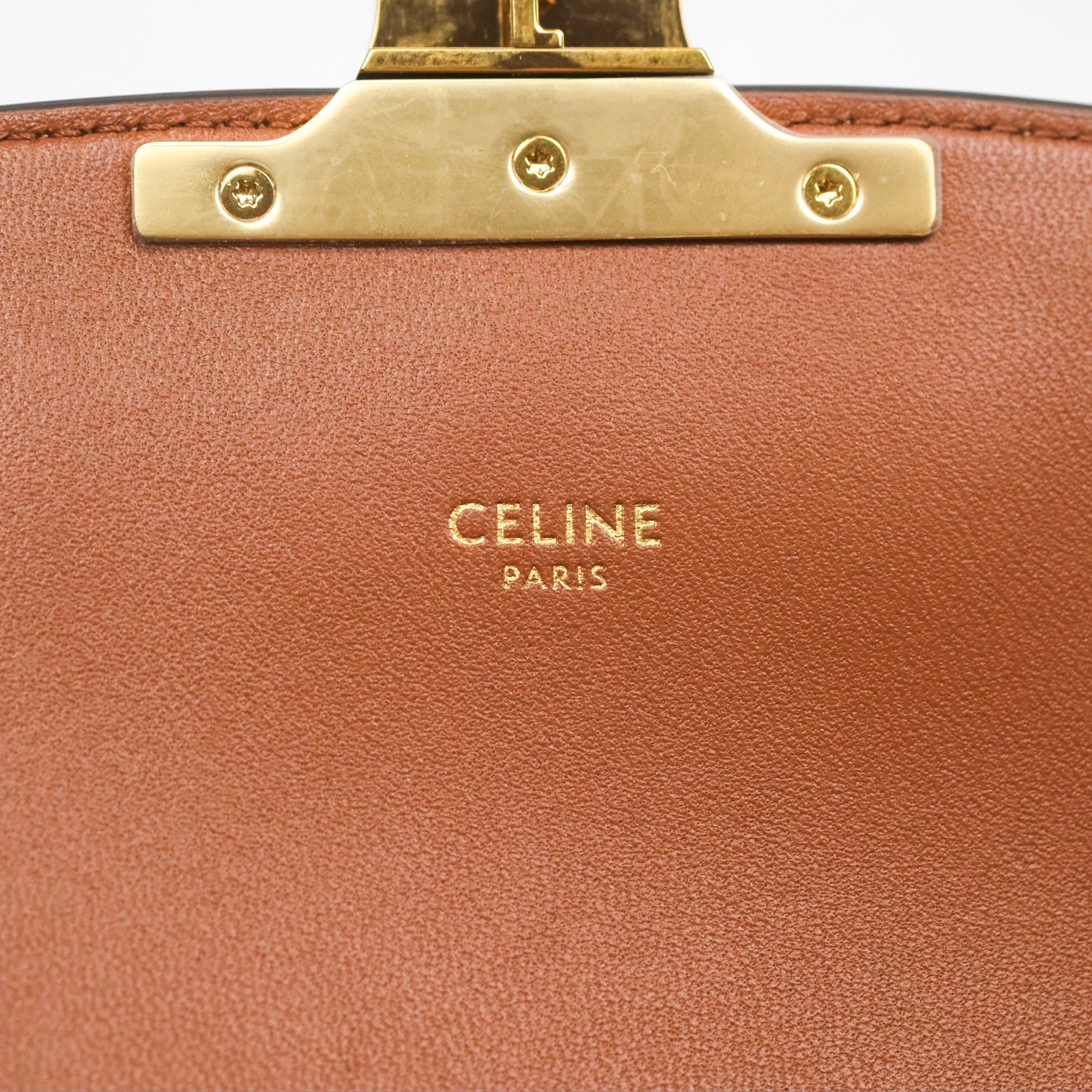 Celine Medium Triomphe Bag in Triomphe Canvas & Tan Calfskin Leather - Luxury Crossbody Handbag for Women, Perfect for Work, Travel & Everyday Use