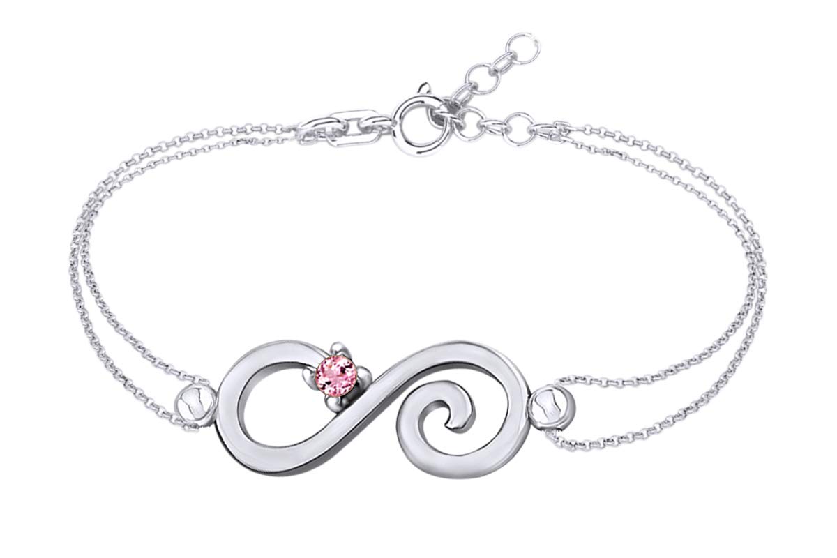 14K White Gold Over Sterling Silver Infinity Chain Bracelet with Simulated Gemstones - Elegant Jewelry for Women, Perfect for Parties, Weddings & Everyday Wear