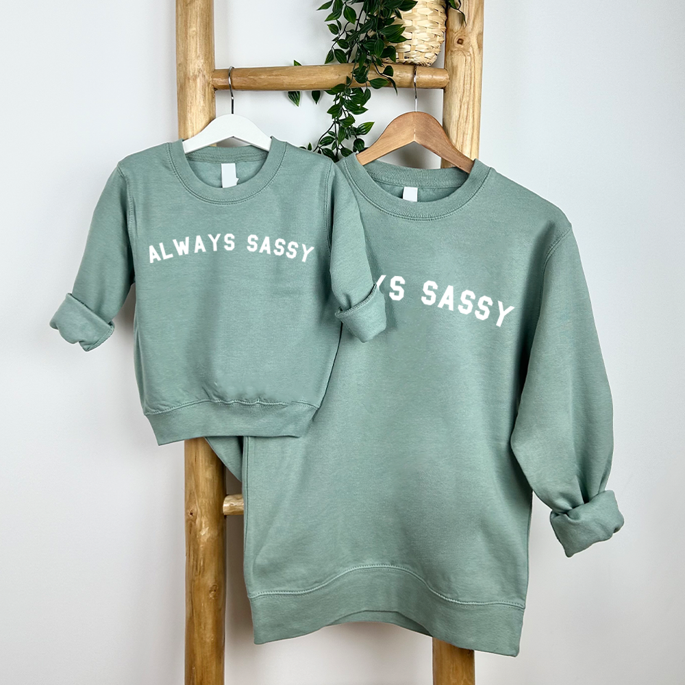 Matching Dusty Green Sweatshirts for Mom & Daughter - Cozy Family Outfits | Perfect for Mother's Day, Family Photos & Casual Outings