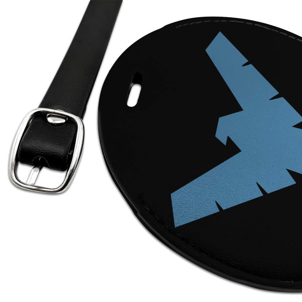 Batman Nightwing Logo Round Leather Luggage Tag - Durable Suitcase ID Tag for Travel Bags & Carry-Ons - Perfect for Cosplay, Comic Con & Superhero Fans