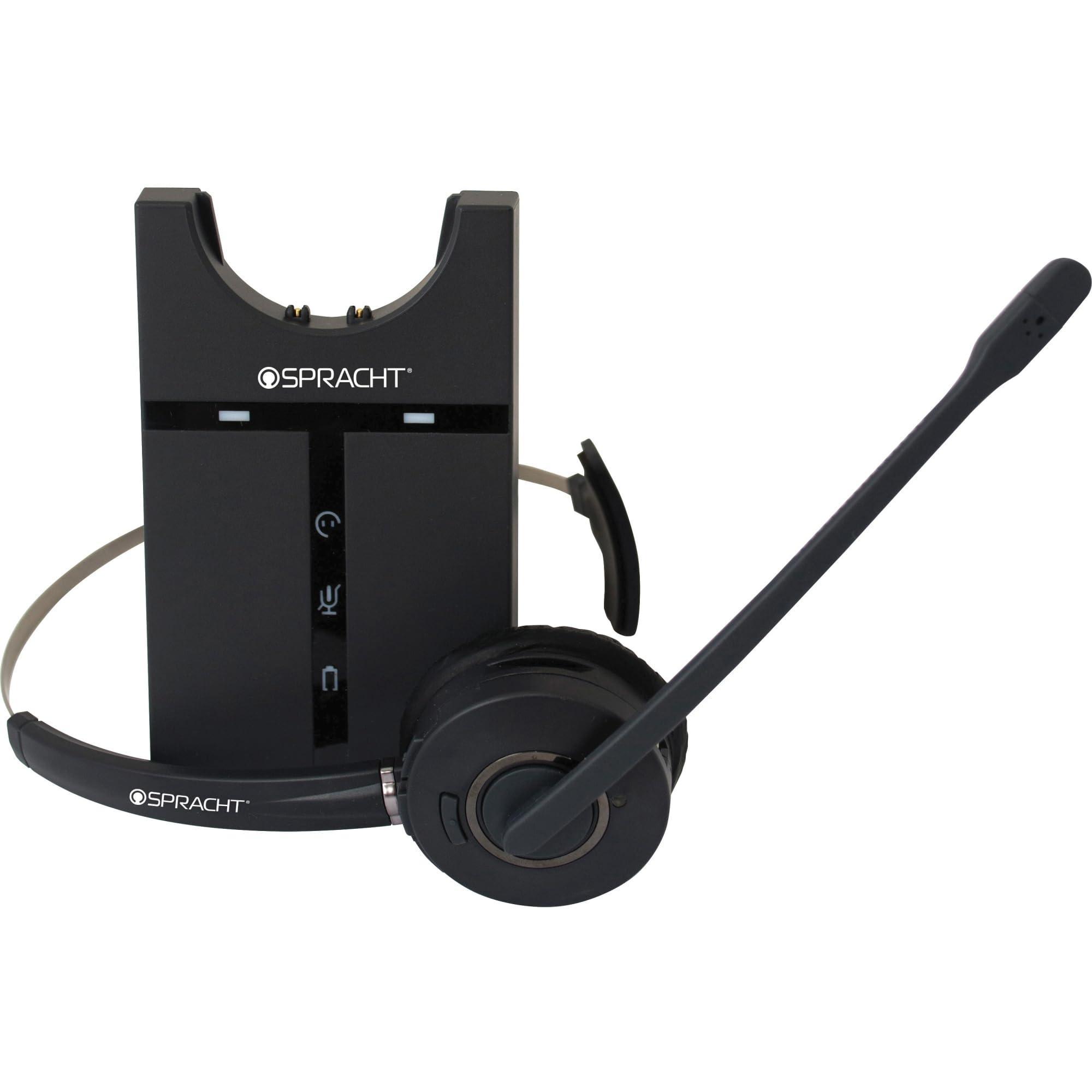 Spracht HS-3010 Wireless DECT USB Headset with Base Station - Bluetooth Office Headset with Noise Canceling Microphone for PC, Mac & Laptops | Perfect for Remote Work, Call Centers & Video Conferencing
