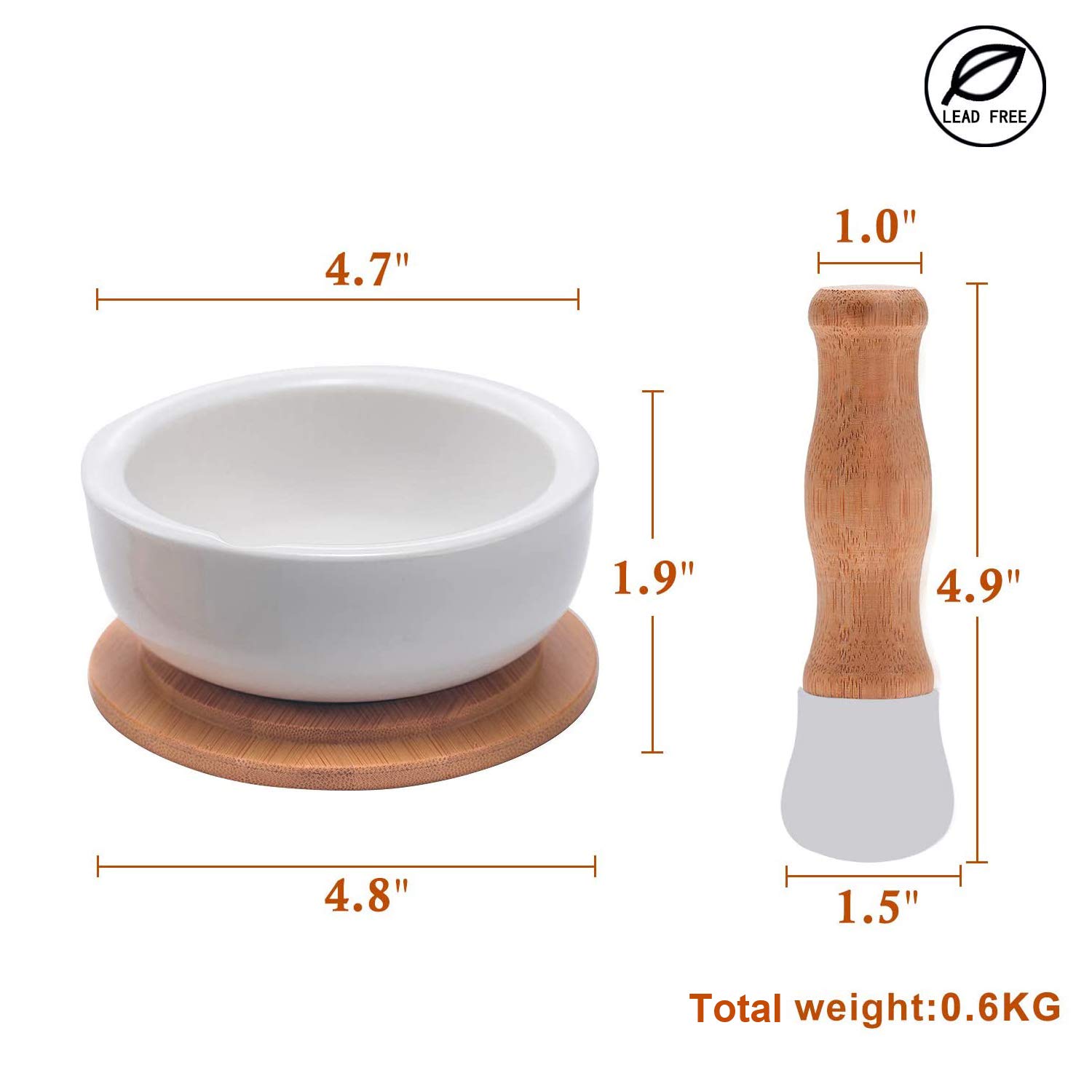 Premium Porcelain Mortar and Pestle Set – Spice Grinder, Herb Crusher, Pill Grinder, Pesto Maker – Non-Slip Base with Lid – Perfect for Kitchen, Pharmacy & DIY Herbal Remedies