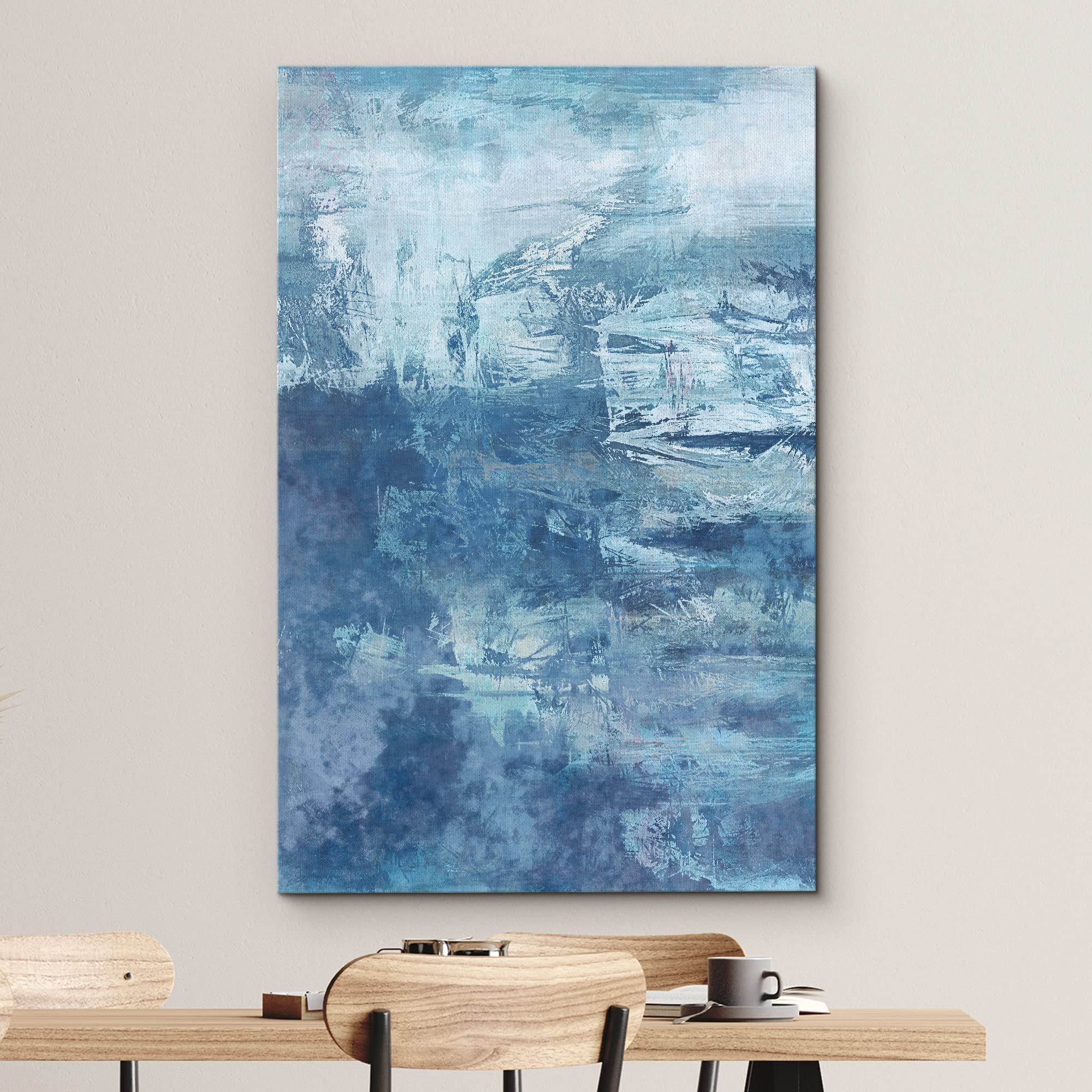 Wall26 - Abstract Blue Artwork Gallery - Canvas Wall Art Print - 32x48 Inches - Modern Home & Office Decor for Living Room, Bedroom, Dining Area