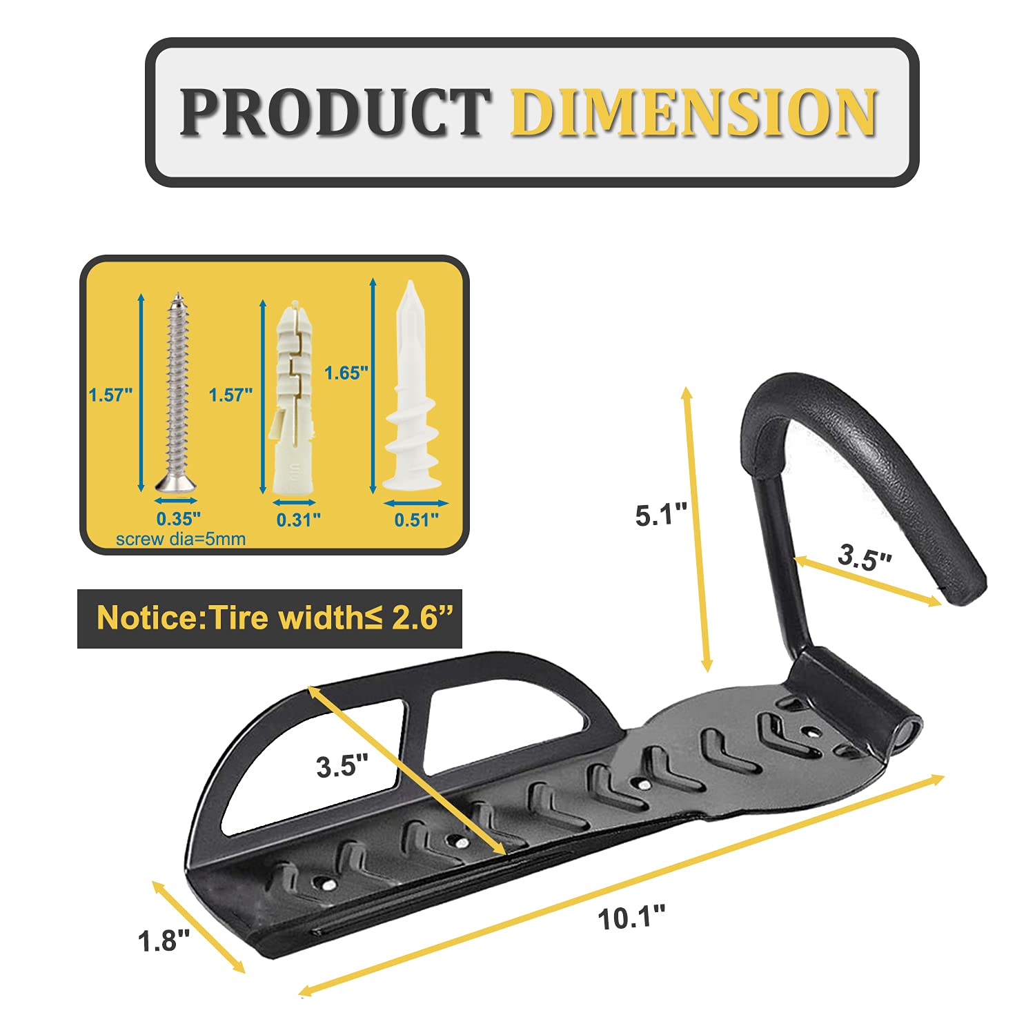 4 Pack Vertical Bike Hooks for Garage Wall Mount - Heavy Duty Bicycle Storage Hangers with Non-Reversible Design | Perfect for Indoor Bike Organization, Garage Storage & Space Saving Solutions