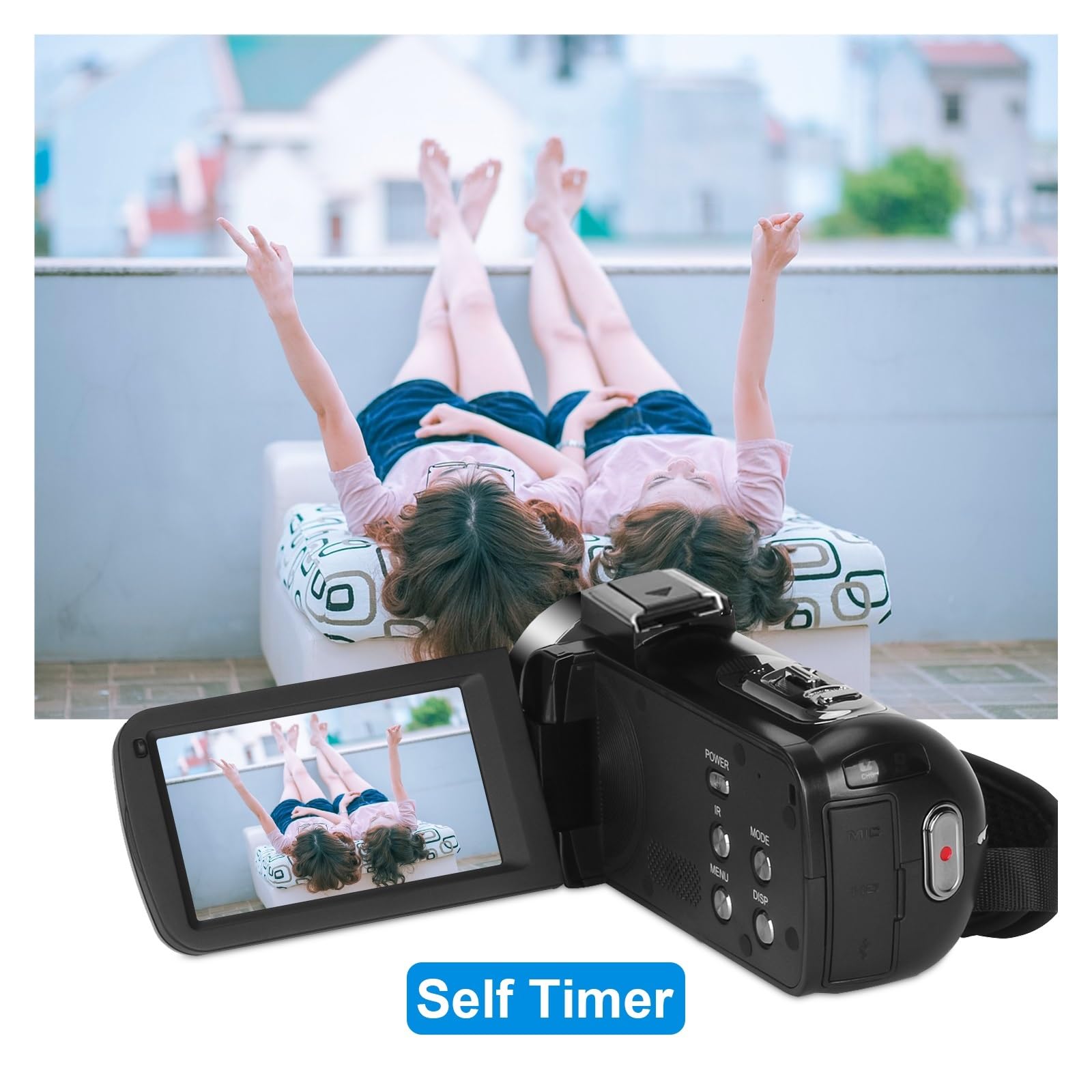 4K Night Vision WiFi Camcorder with IR - 16GB SD Card Included - Portable Outdoor Video Camera for Vlogging, Surveillance & Night Photography (6-Piece Set) | Perfect for Travel, Home Security & Wildlife Recording