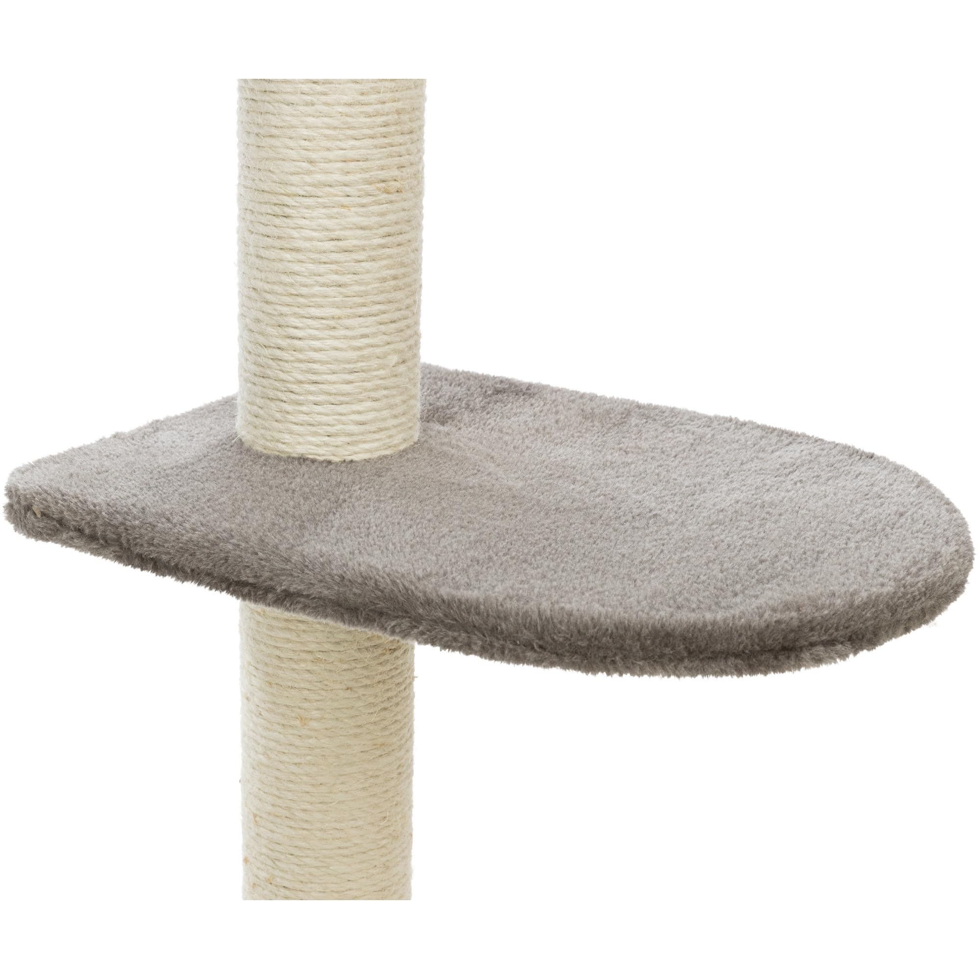 TRIXIE Altea Cat Tree - Tall Scratching Post with 3 Elevated Platforms & Dangling Toy | Multi-Level Cat Playground in Platinum Gray | Perfect for Indoor Cat Exercise & Play