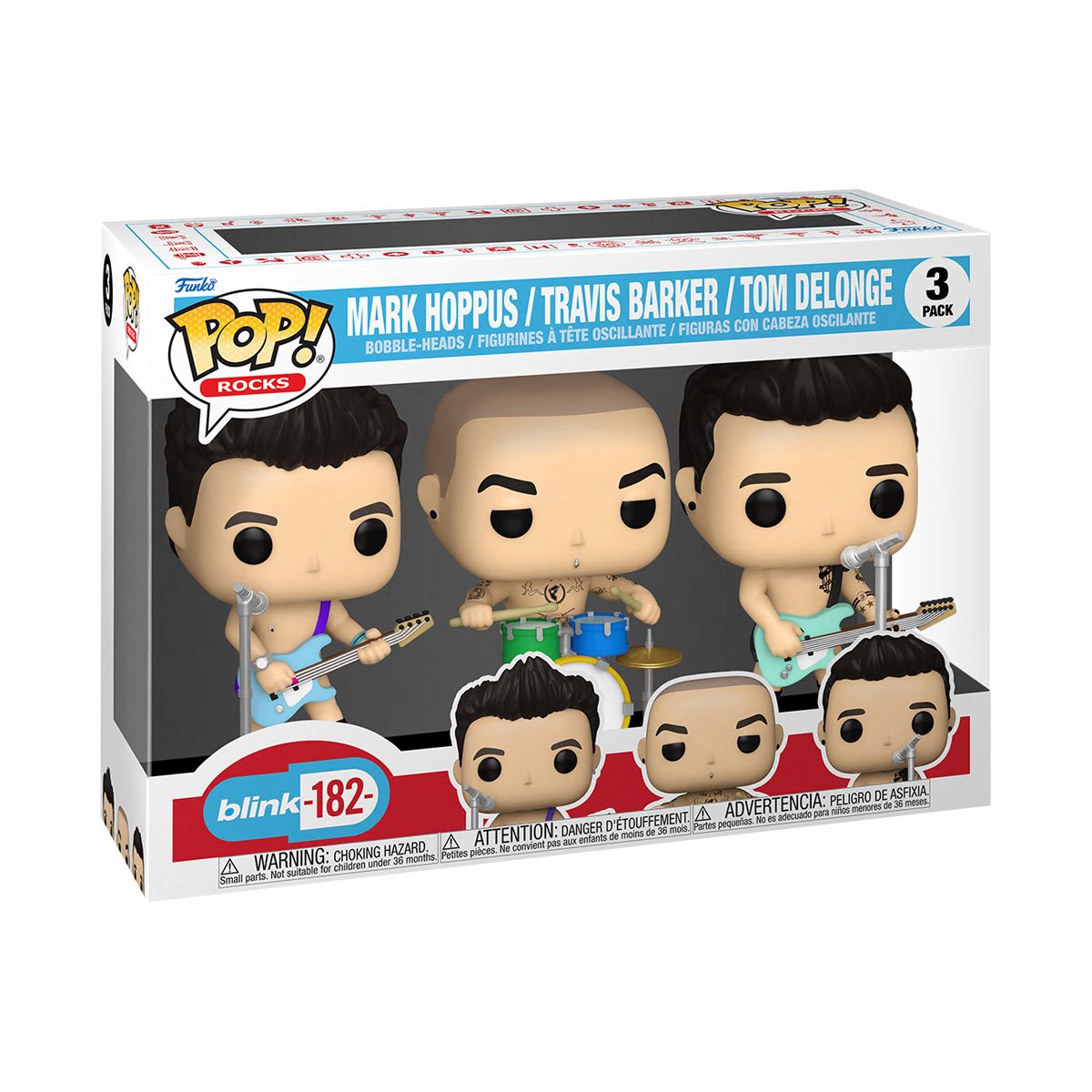 Blink 182 What's My Age Again? Pop! Vinyl Figure 3 Pack - Exclusive Collectible Set - Perfect for Music Fans & Pop Culture Enthusiasts - Great Gift for Home Decor, Office Display, and Pop Vinyl Collections