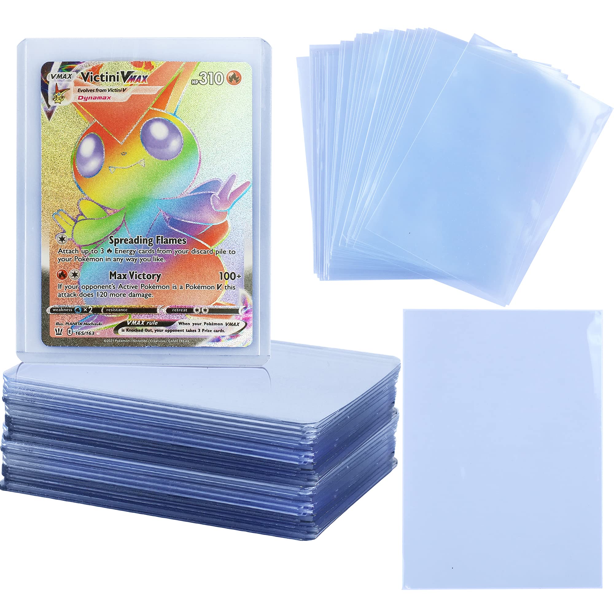 100 Pack Toploader & Penny Sleeve Bundle for MTG, Pokemon, Yugioh Cards - Perfect Double Sleeving for Collectors