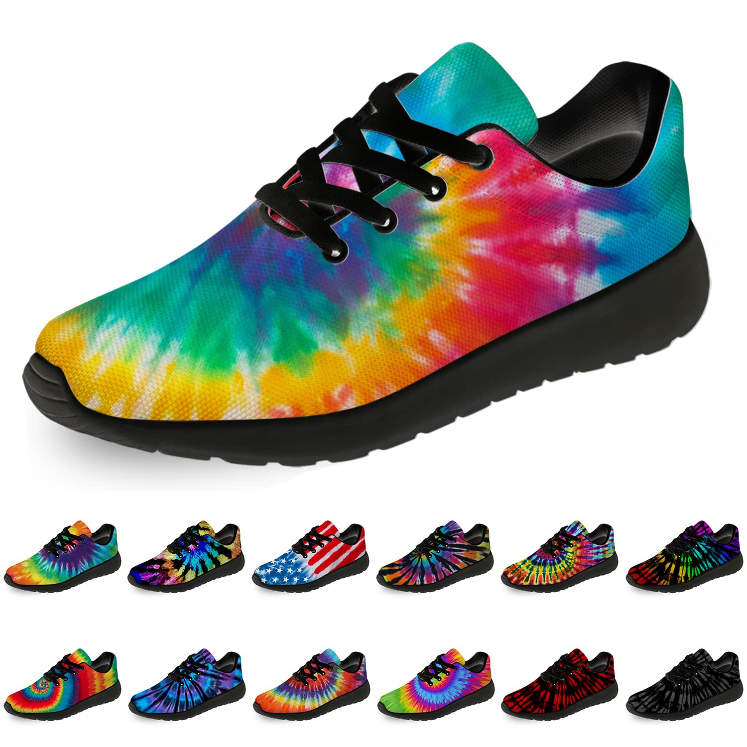 Horethy Tie Dye Running Shoes for Women & Men - Comfortable Walking Tennis Sneakers for Jogging, Sports & Casual Wear - Perfect Gift for Athletes & Fitness Lovers