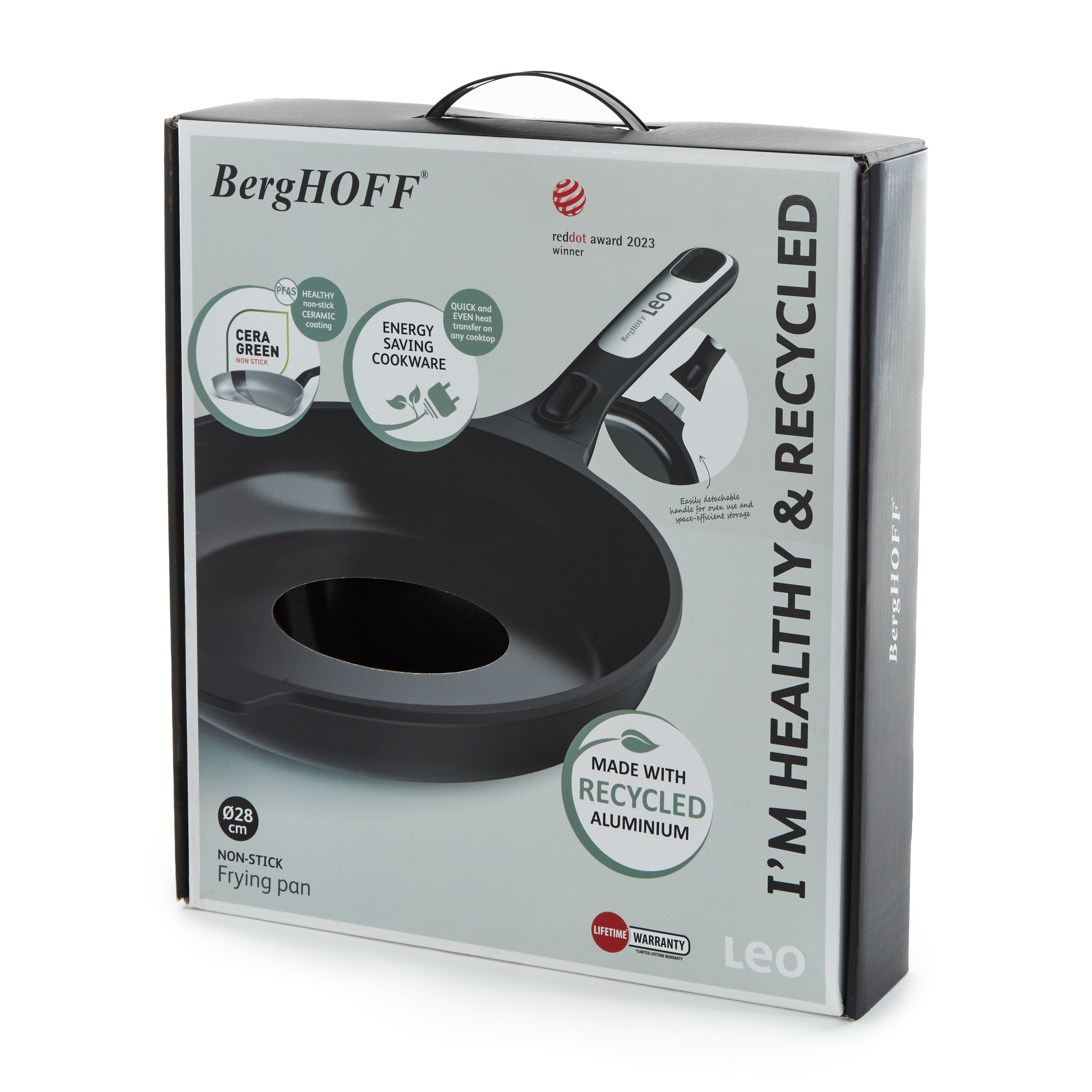 BergHOFF Leo Phantom Nonstick Ceramic 11-Inch Fry Pan with Recycled Aluminum - Perfect for Sauteing, Frying & Healthy Cooking