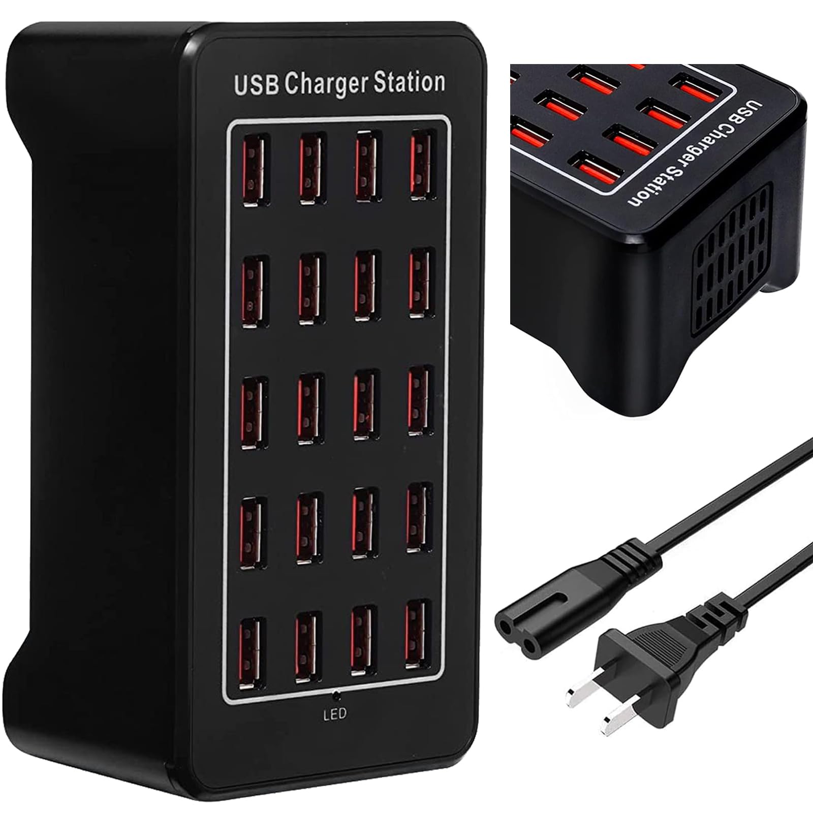 20-Port USB Charger 100W for Smartphones & Tablets - Home & Office Use