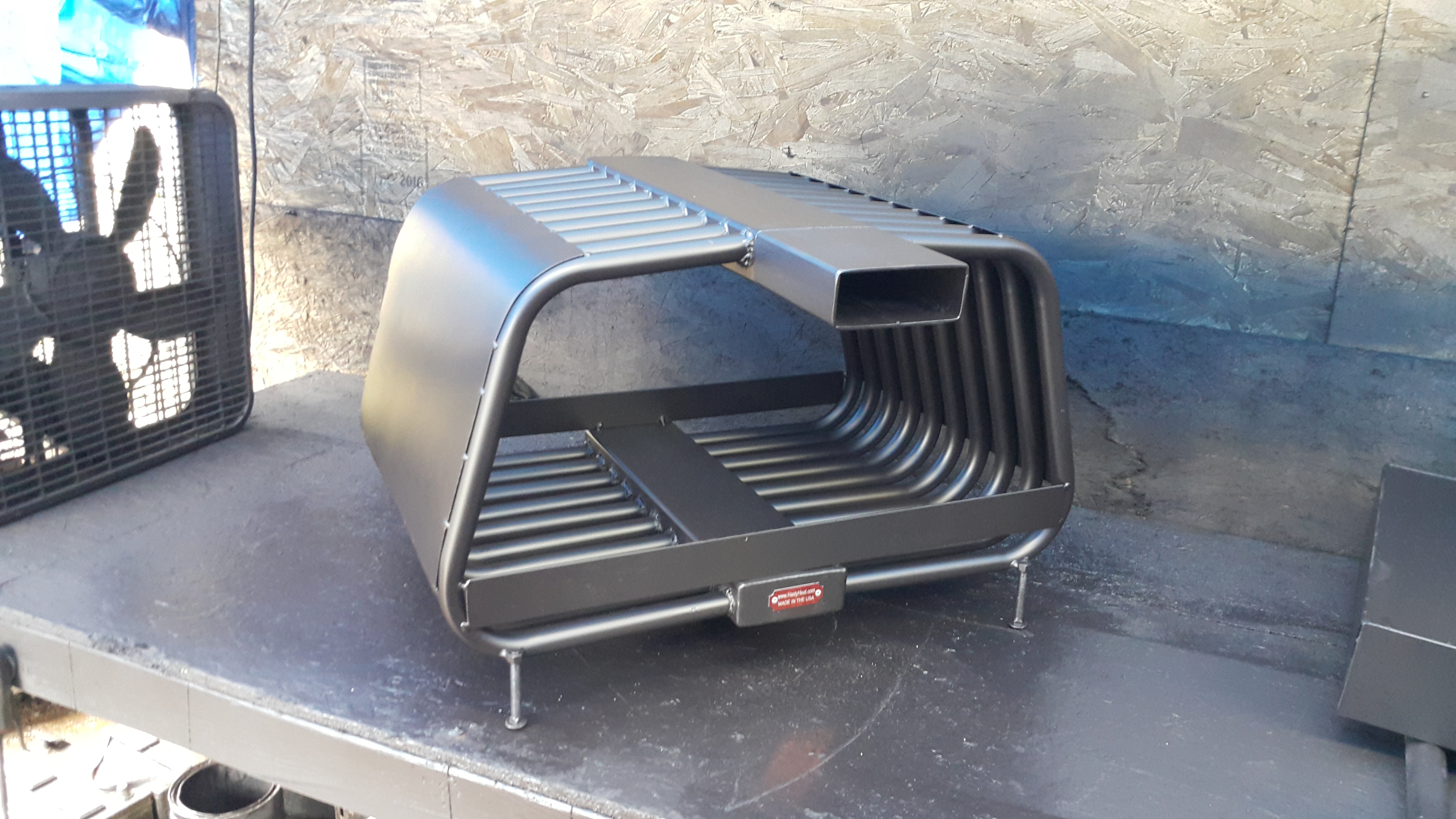 16RC 24~44W 14~24T (28) Rib Cage Double-Sided Fireplace Grate Heat Exchanger with Blower - Efficient Heating for Living Rooms, Patios & Outdoor Spaces