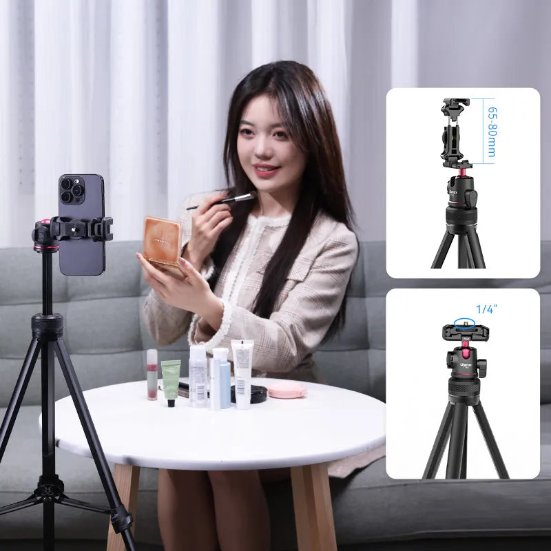 Ulanzi TT51 Aluminum Alloy Lightweight Portable Tripod Stand with 360° Ball Head - Perfect for Travel, Vlogging, Photography & Outdoor Adventures (Model T089GBB1)