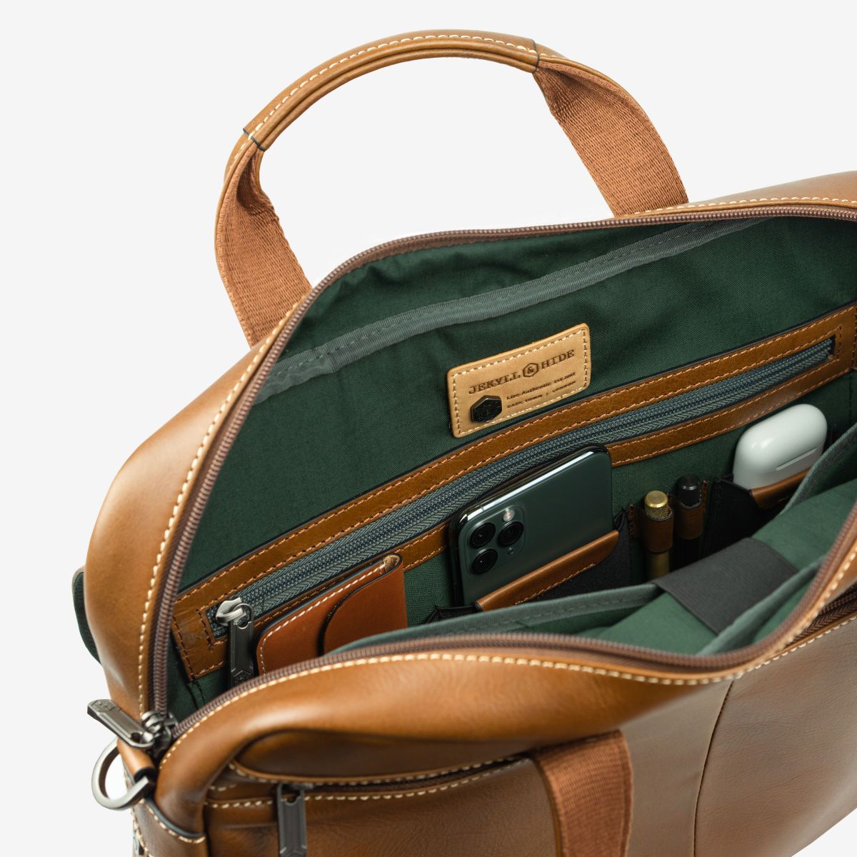 Jekyll & Hide Montana Slim Laptop Briefcase for Men | Professional 15.6 Inch Business Messenger Bag | Durable Leather Computer Briefcase for Work, Office & Travel | Colt