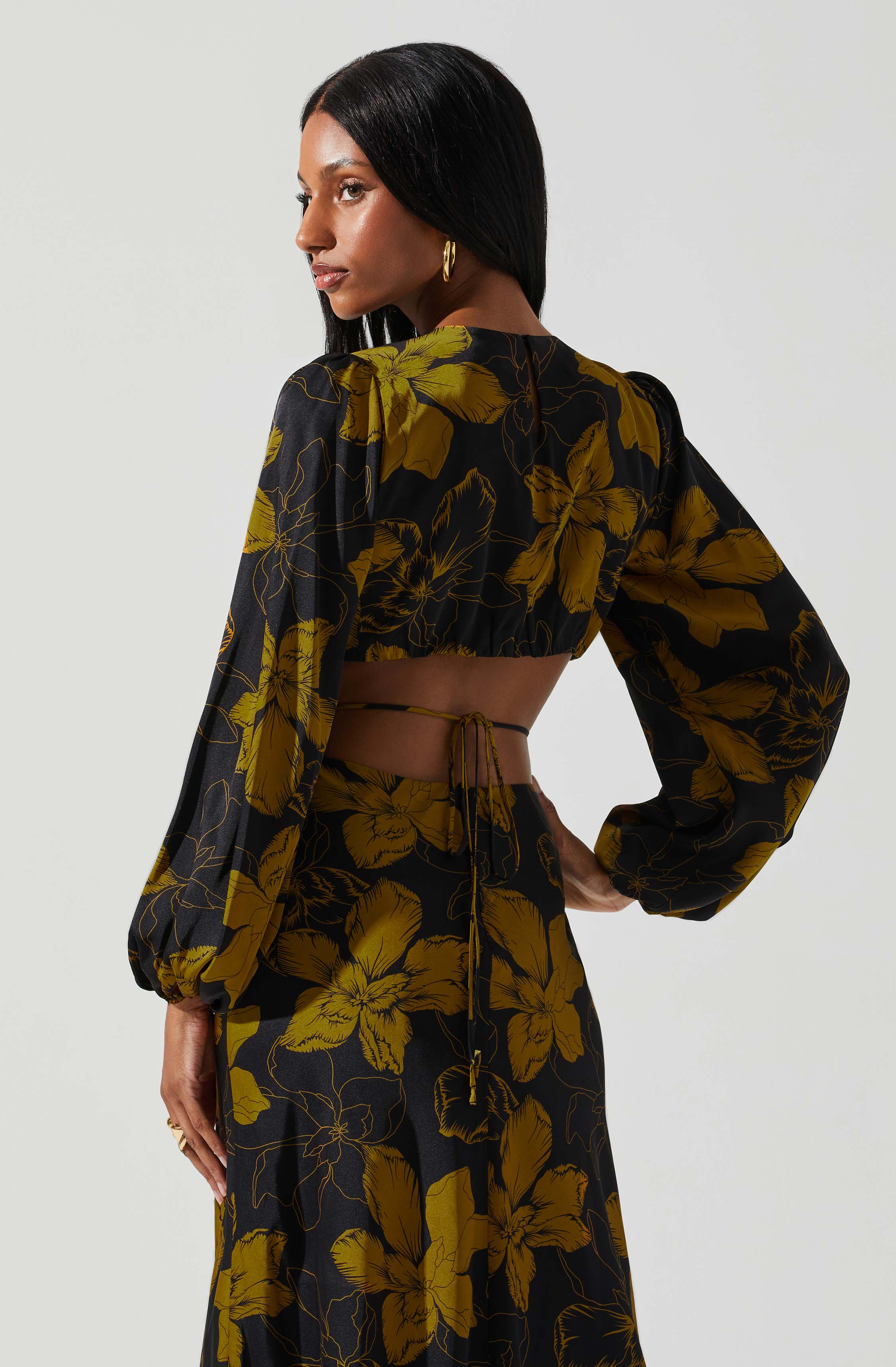 Quinn Floral Cutout Maxi Dress for Women - Summer Boho Beach Dress with Side Slit, Flowy Long Dress for Vacation, Party & Date Night