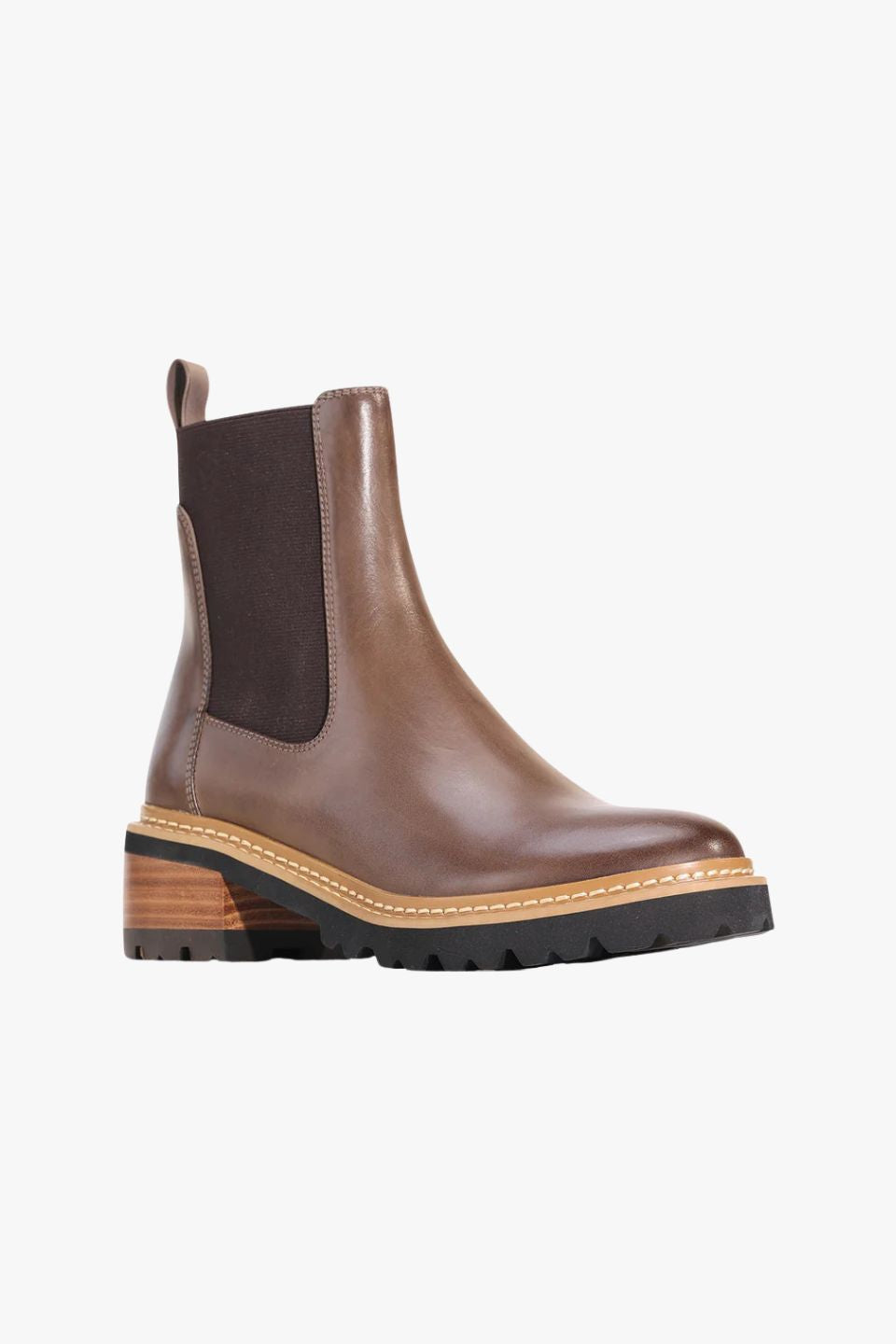 Linear Nocciola Brown Chelsea Elastic Ankle Boots for Women - Comfortable Slip On Winter Booties with Stretch Panel - Perfect for Office, Casual Outfits & Fall/Winter Fashion