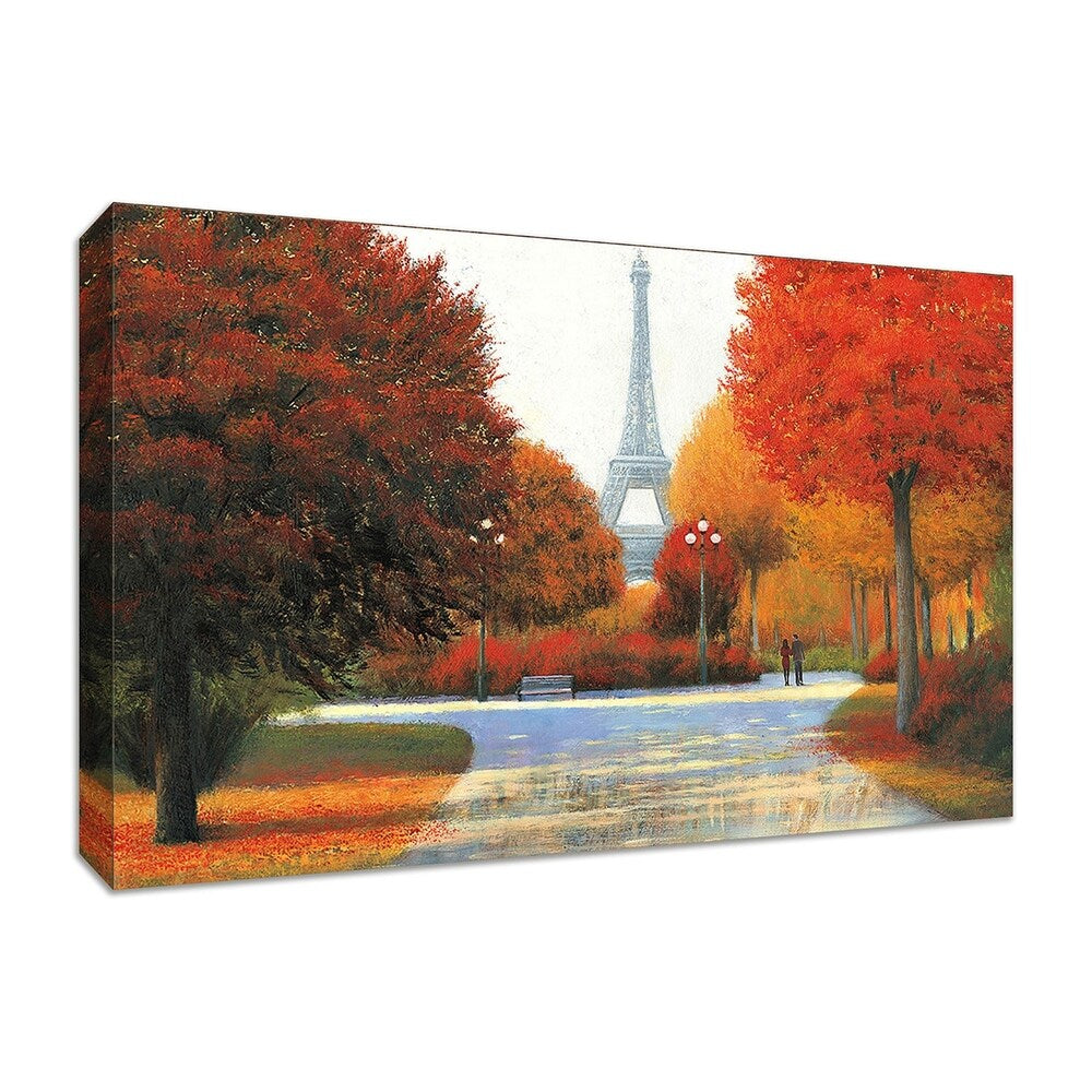 Autumn in Paris Couple Fine Art Print by James Wiens - Gallery Wrapped Canvas Giclee Reproduction for Living Room & Bedroom Wall Decor