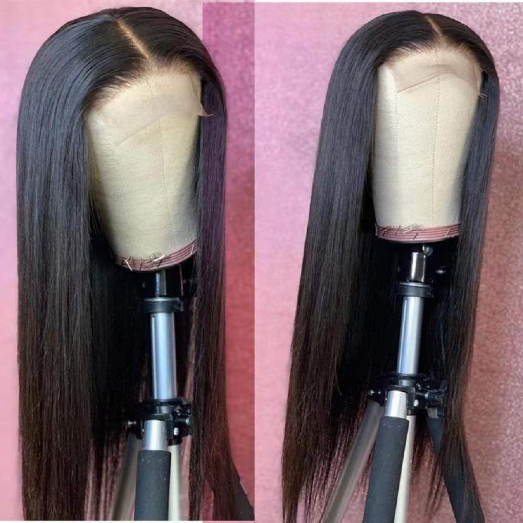 4x4 Straight Lace Closure Wigs Human Hair - HD Lace Front Wigs with Pre Plucked Baby Hair - 180% Density 28 Inch - Perfect for Daily Wear, Parties & Special Occasions
