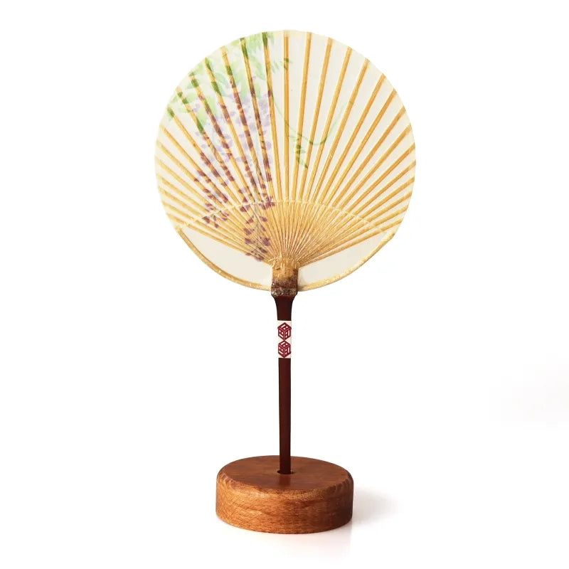 Japanese Wisteria Small Mizu Uchiwa Water Fan - Handmade Traditional Paper Fan for Summer Cooling, Home Decor & Japanese Culture Events