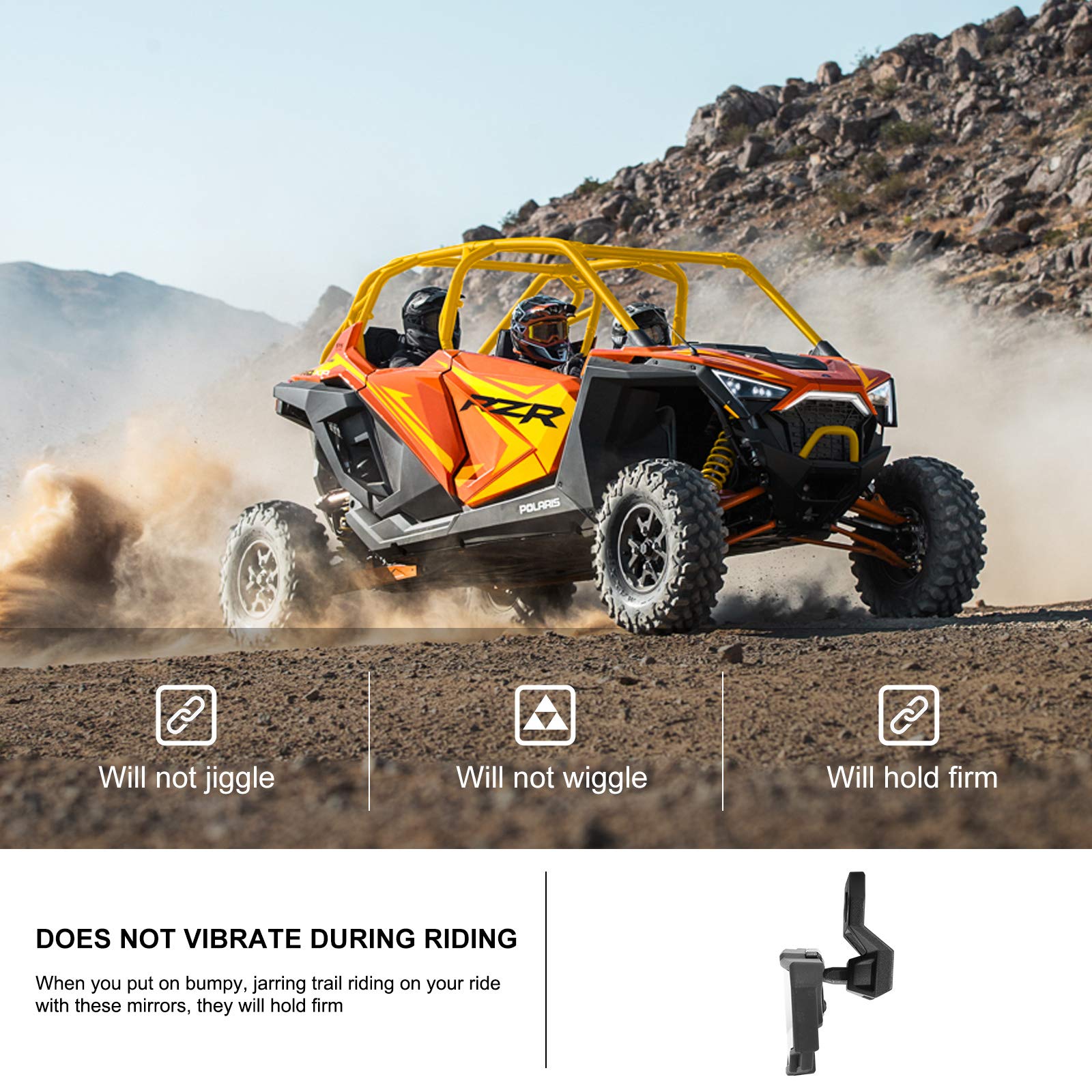 KIWI MASTER Rear View Mirror for 2024-2025 Polaris RZR XP 1000, 2020-2025 RZR Pro XP/Pro S/Pro R/Turbo R/Trail - Wide Angle Convex Racing Mirror (Part #2883763) - Perfect for Off-Road Adventures & Trail Riding