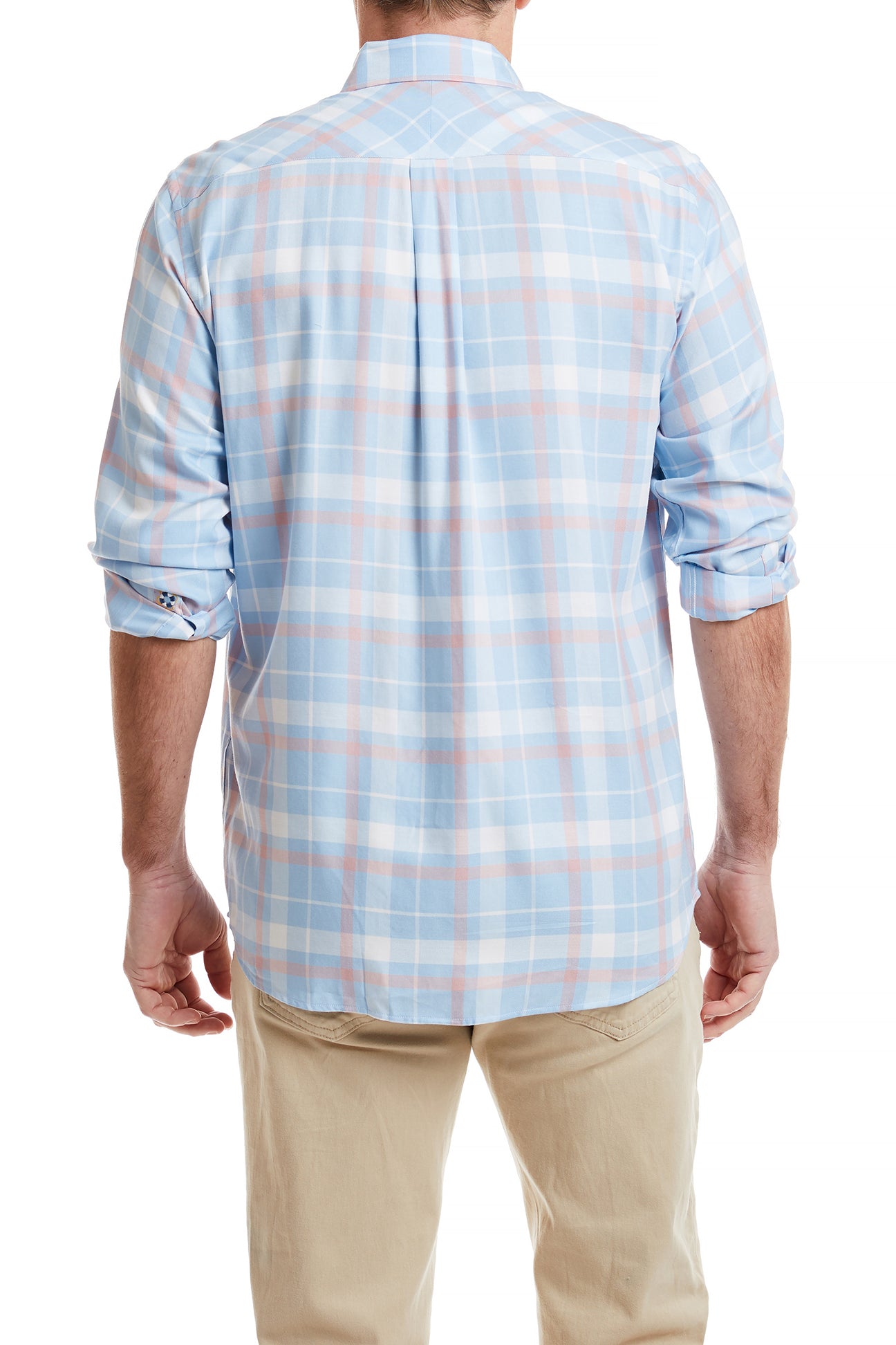 Blue and Pink Windowpane Chase Shirt for Men - Stylish Casual Button Down for Office, Date Night & Weekend Outings